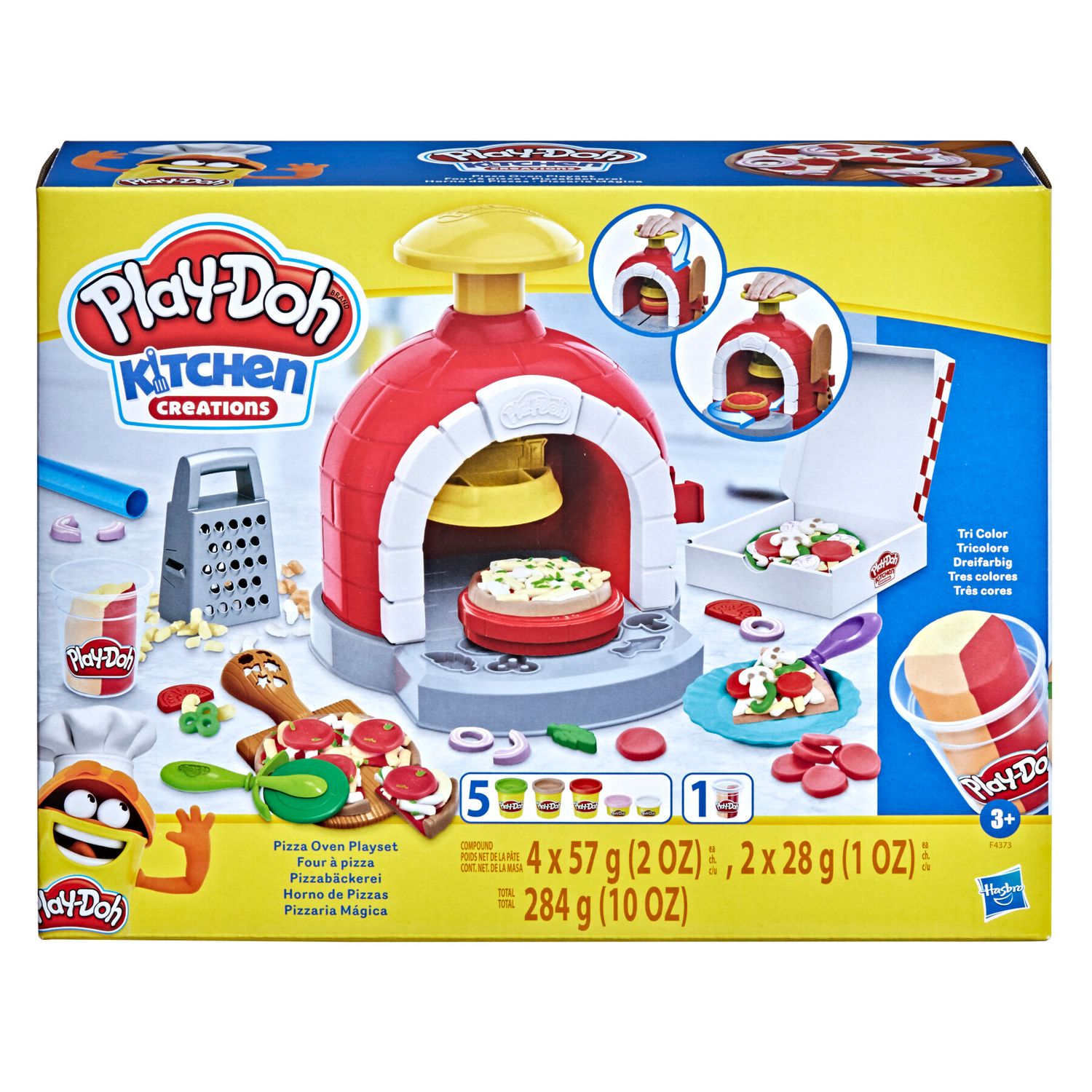 Play-doh kitchen creations, la pizzeria, playset con 6 vasetti di pasta modellabile e 8 accessori - PLAY-DOH