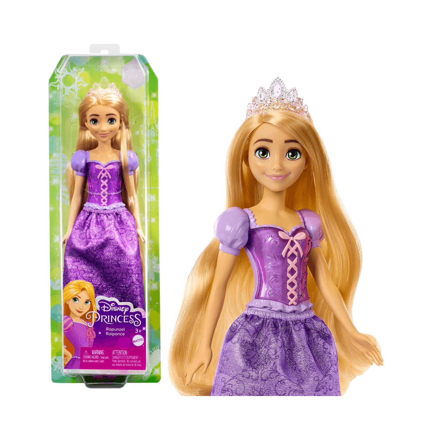 Disney princess - rapunzel bambola snodata, vestita alla moda con capi e accessori scintillanti ispirati al film disney, giocattolo per bambini, 3+ anni, hlw03 - DISNEY PRINCESS, Disney