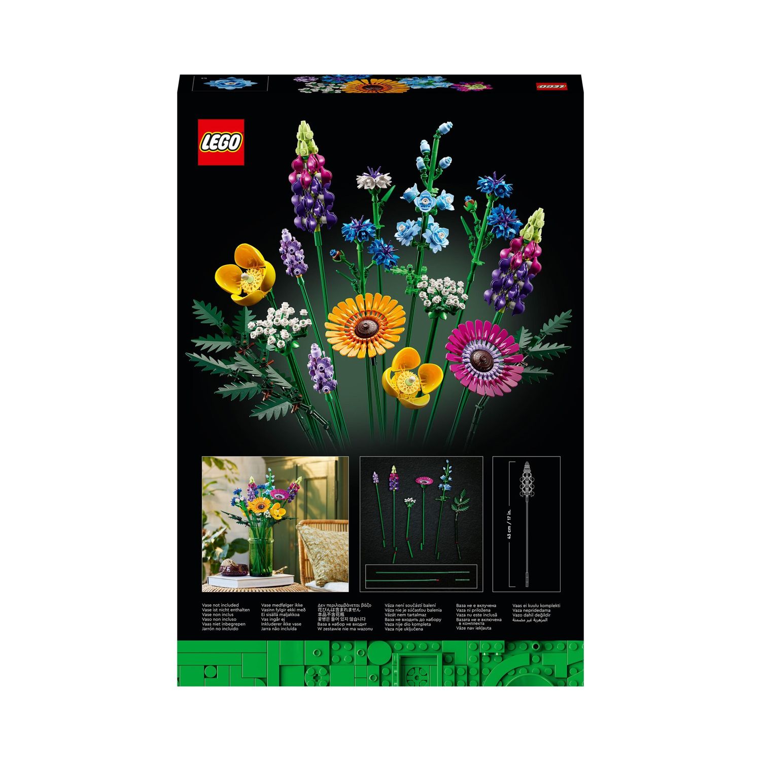 Lego icons 10313 bouquet fiori selvatici finti con papaveri e lavanda artificiali, idea regalo adulti, botanical collection - LEGO ICONS BOTANICAL, Lego, LEGO ICONS