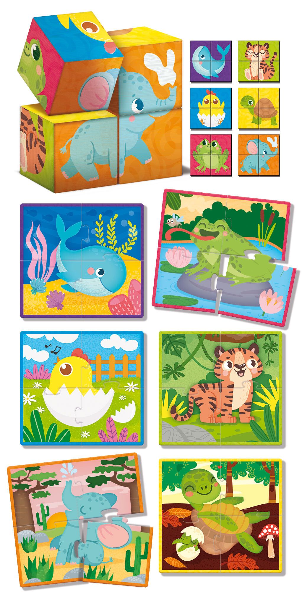 Montessori baby legno cubes and puzzle 2 in 1 - LISCIANI