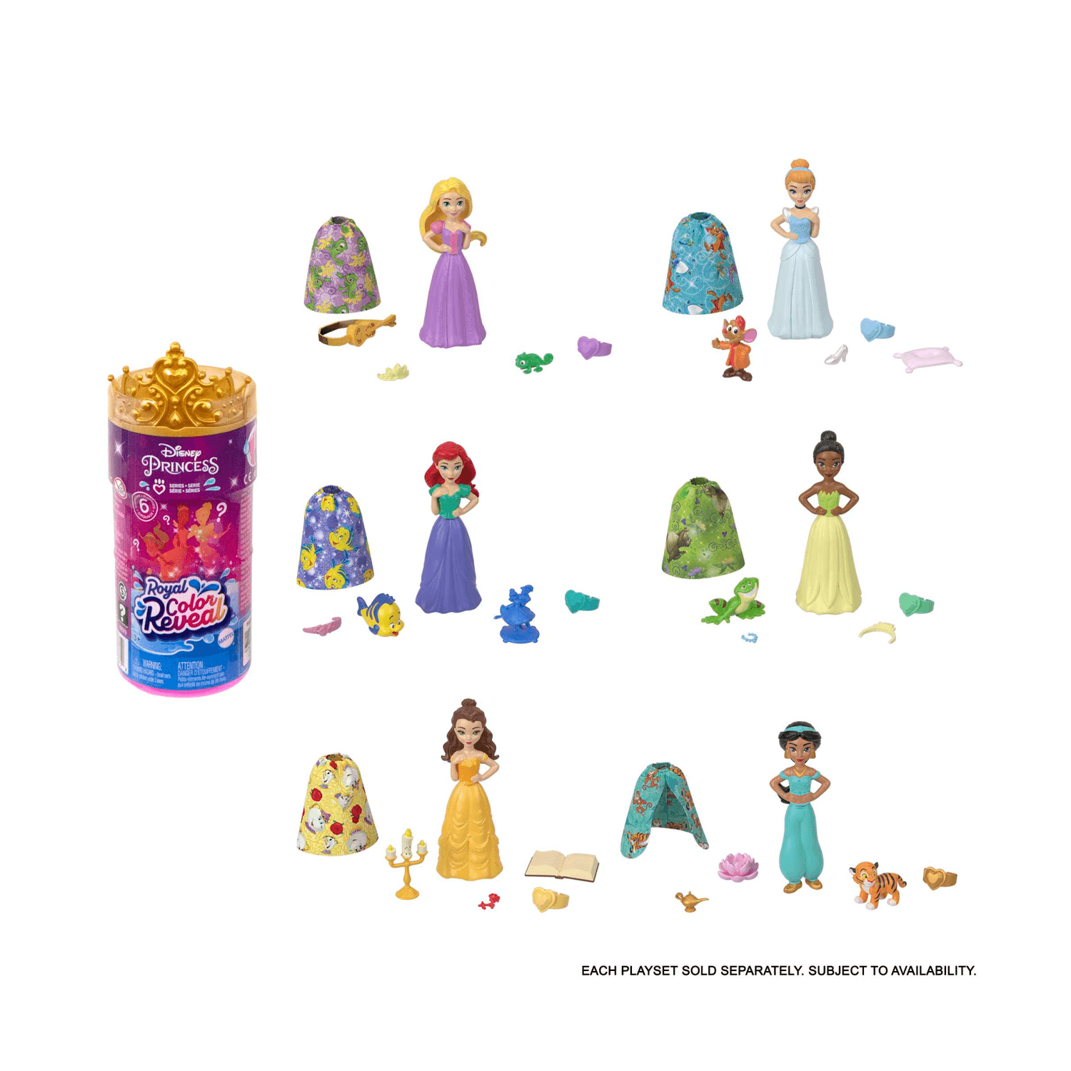 Disney princess - royal color reveal, bambola con 6 sorprese da scoprire tra cui un personaggio, ispirata ai film disney, giocattolo per bambini, 3+ anni, hmb69 - DISNEY PRINCESS