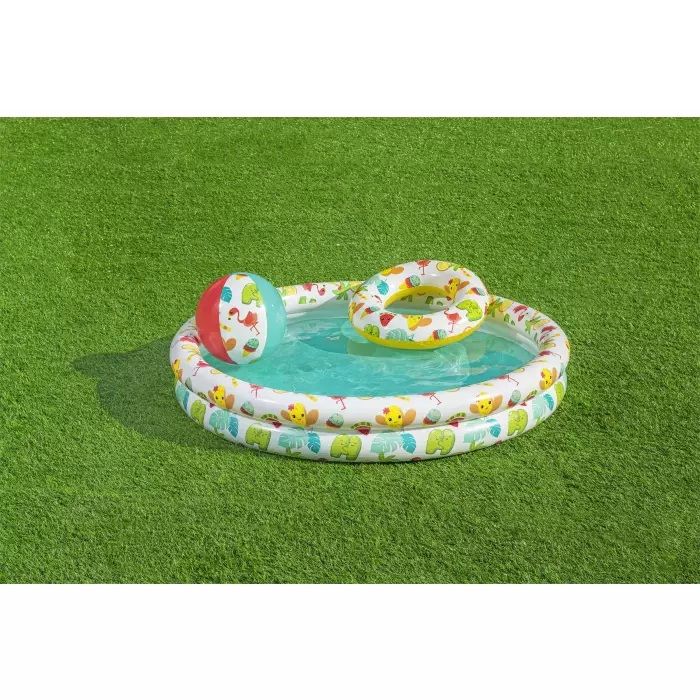 Set piscina barriera corallina a 2 anelli cm. 122x20. include: pallone cm. 41 e salvagente cm. 51 - Bestway