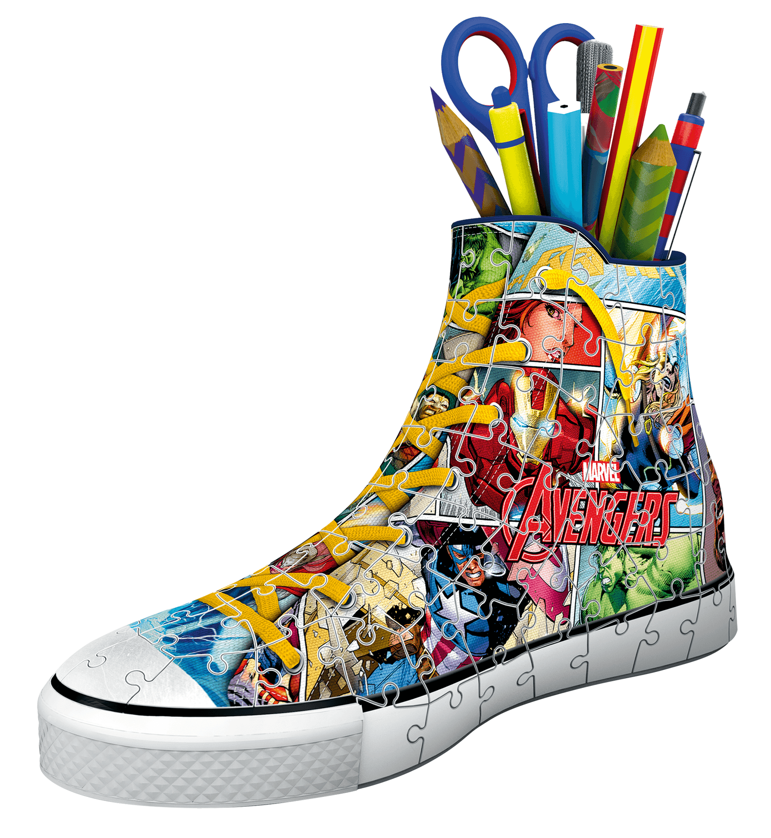 Ravensburger - 3d puzzle portapenne sneaker avengers, 108 pezzi, 8+ anni - RAVENSBURGER, Avengers, MARVEL