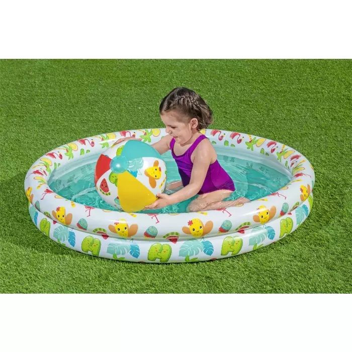 Set piscina barriera corallina a 2 anelli cm. 122x20. include: pallone cm. 41 e salvagente cm. 51 - Bestway