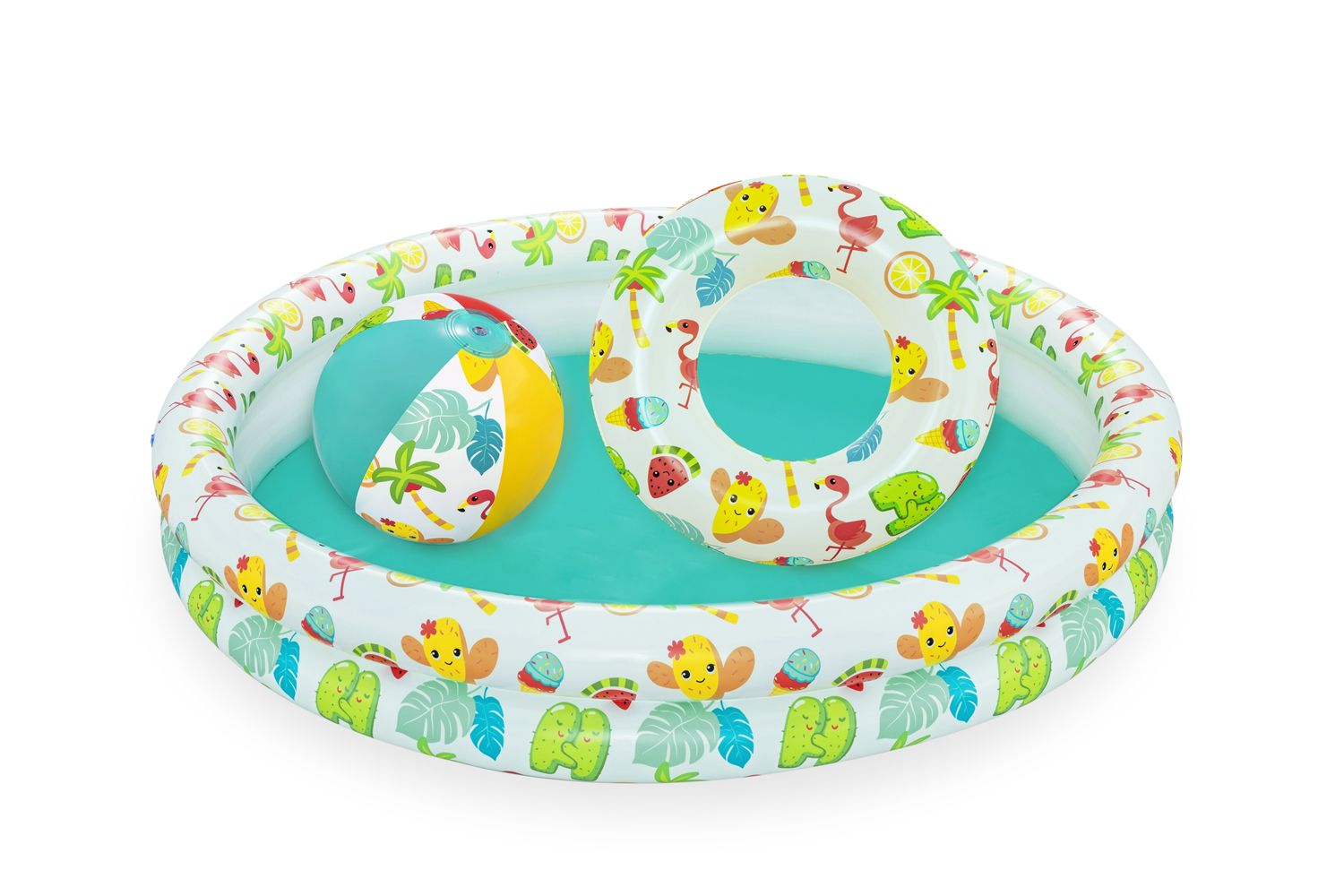 Set piscina barriera corallina a 2 anelli cm. 122x20. include: pallone cm. 41 e salvagente cm. 51 - Bestway