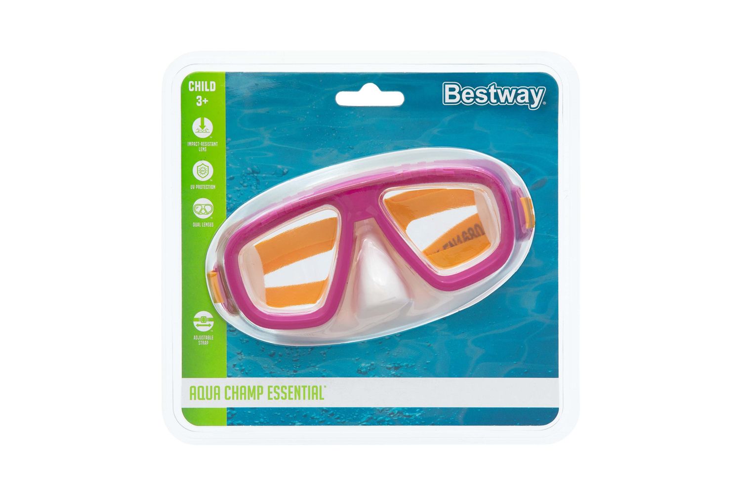 Maschera caymen, 3-6 anni, 3 colori assortiti, lenti in policarbonato e con protezione uv - Bestway
