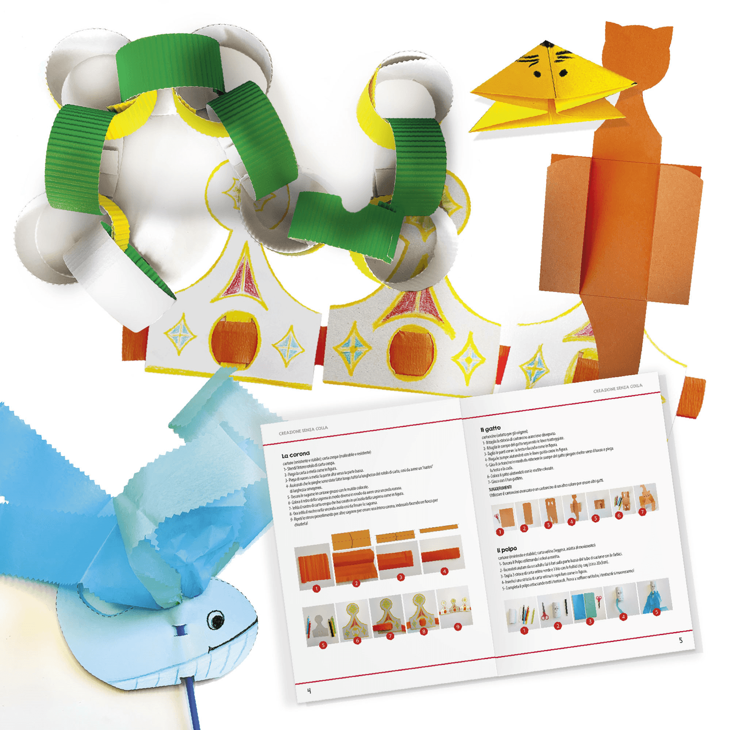 Creazioni senza colla. scopri e trasforma la carta! handmade creations.  4-8 anni - HEADU