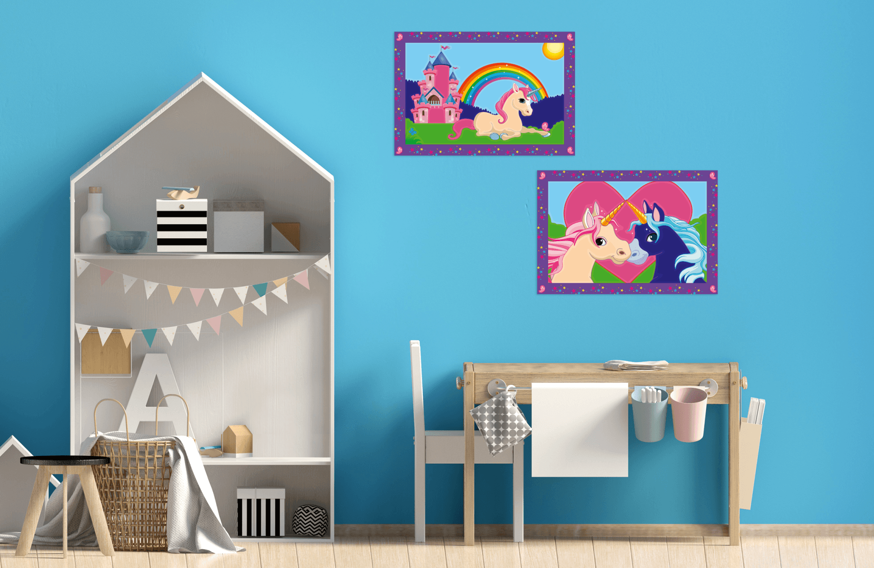 Ravensburger - creart serie junior, unicorni, kit dipingere con i numeri, contiene 2 tavole prestampate, pennello, colori, gioco creativo per maschi e femmine dai 5+ anni di età - RAVENSBURGER