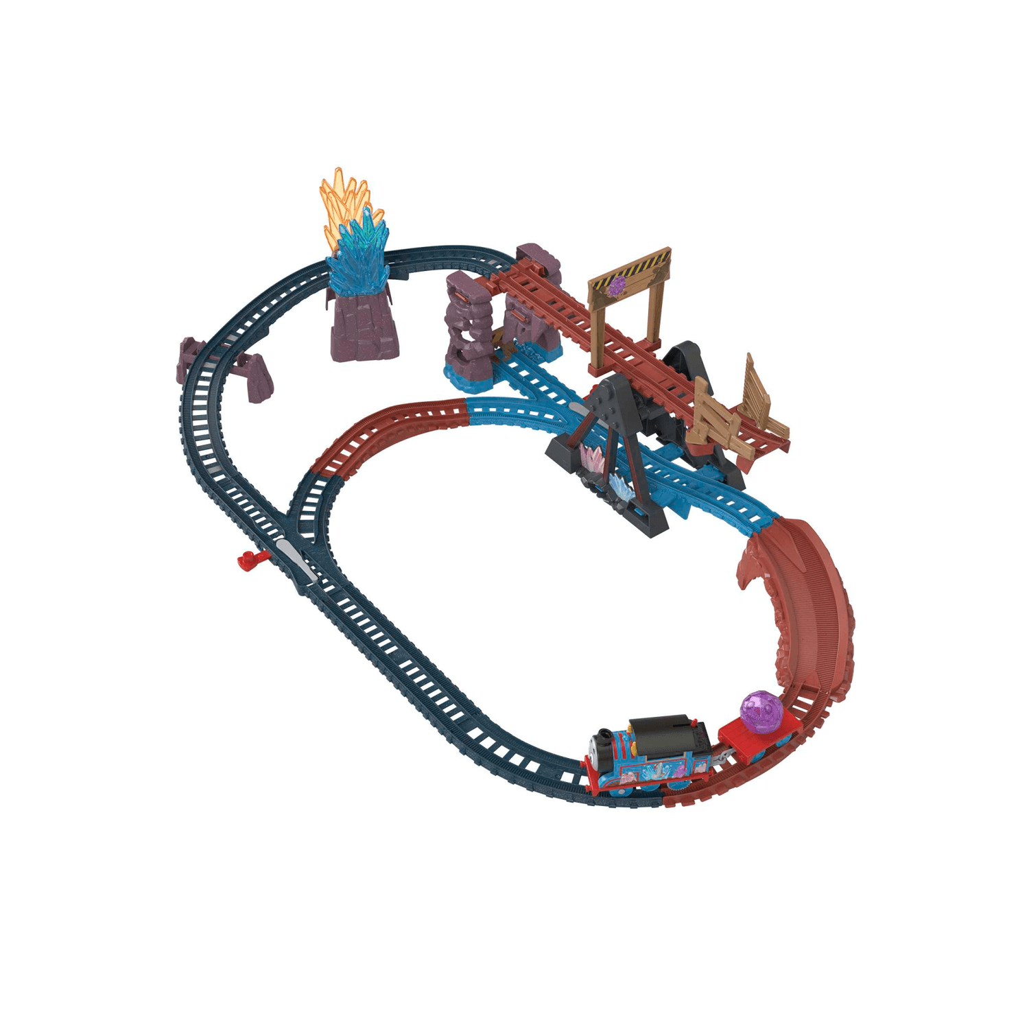 Il trenino thomas - set avventura nelle grotte di cristallo, pista di oltre 2 metri con trenino thomas motorizzato e ponte mobile, giocattolo per bambini, 3+ anni, hmc28 - 