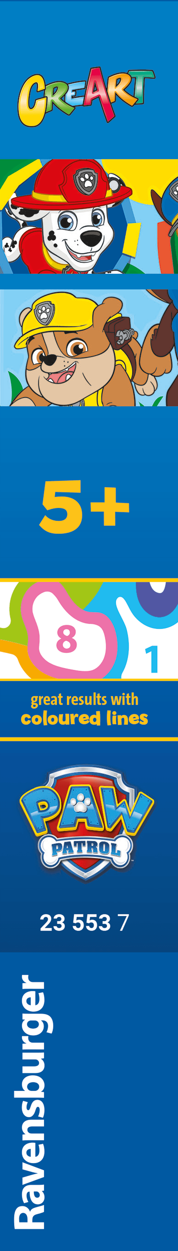 Ravensburger - creart serie junior, paw patrol, kit dipingere con i numeri, contiene 2 tavole prestampate, pennello, colori, gioco creativo per maschi e femmine dai 5+ anni di età - RAVENSBURGER, Paw Patrol