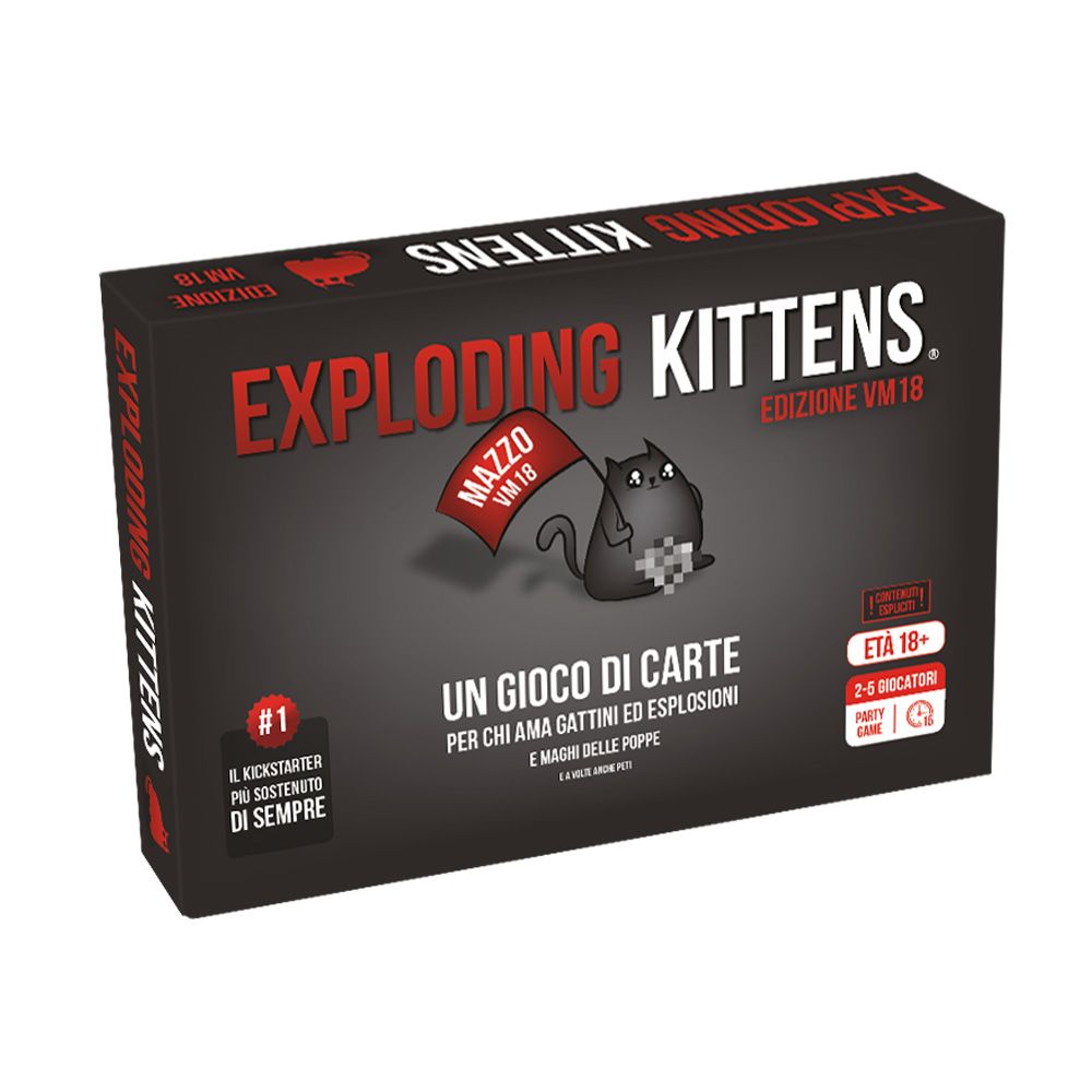 Asmodee - exploding kittens vm18, gioco di carte vietato ai minori - ASMODEE, EXPLODING KITTENS