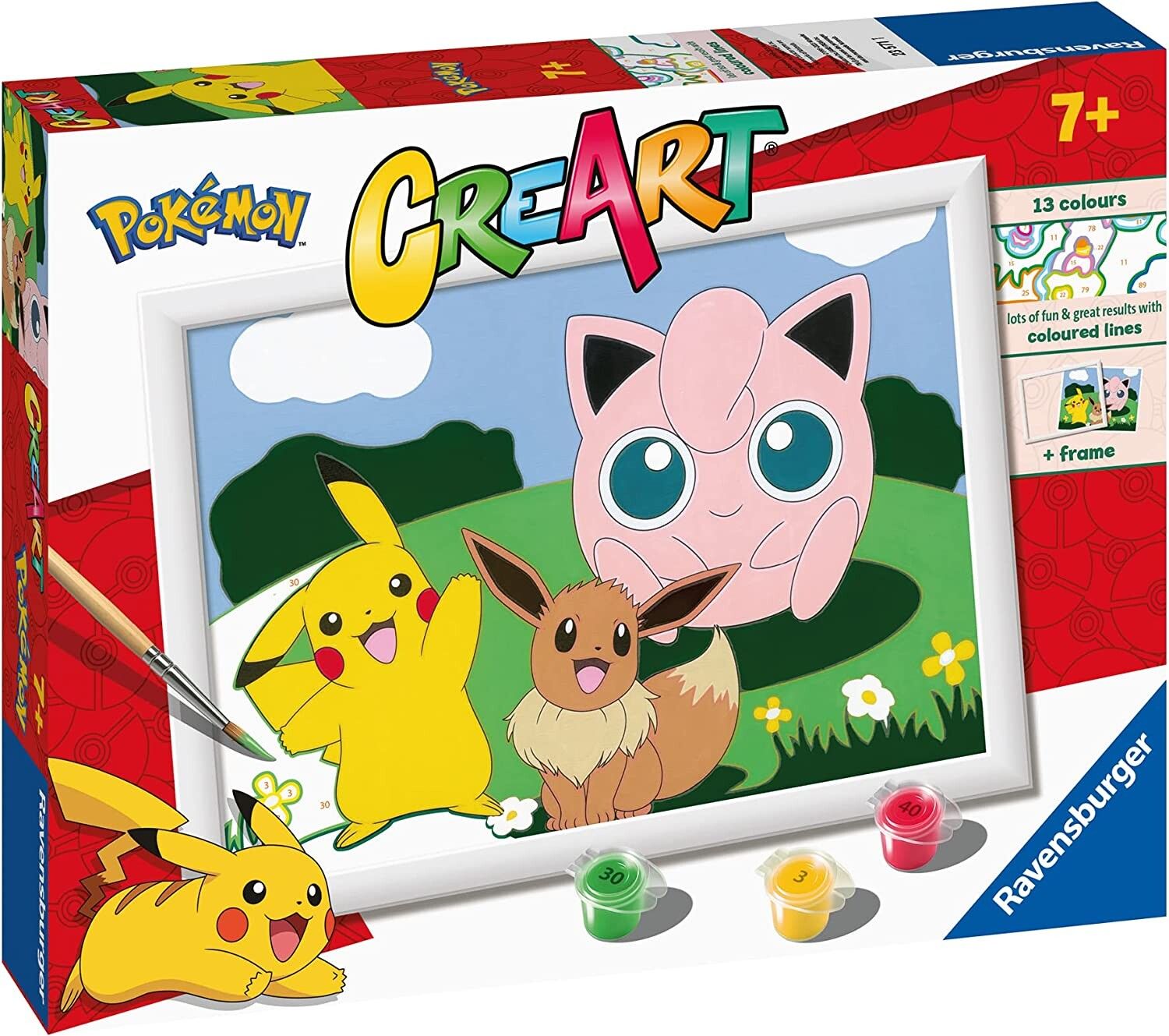 Ravensburger - creart serie d: pokémon classics, kit per dipingere con i numeri, gioco creativo per bambini 7+ anni - CREART, POKEMON, RAVENSBURGER