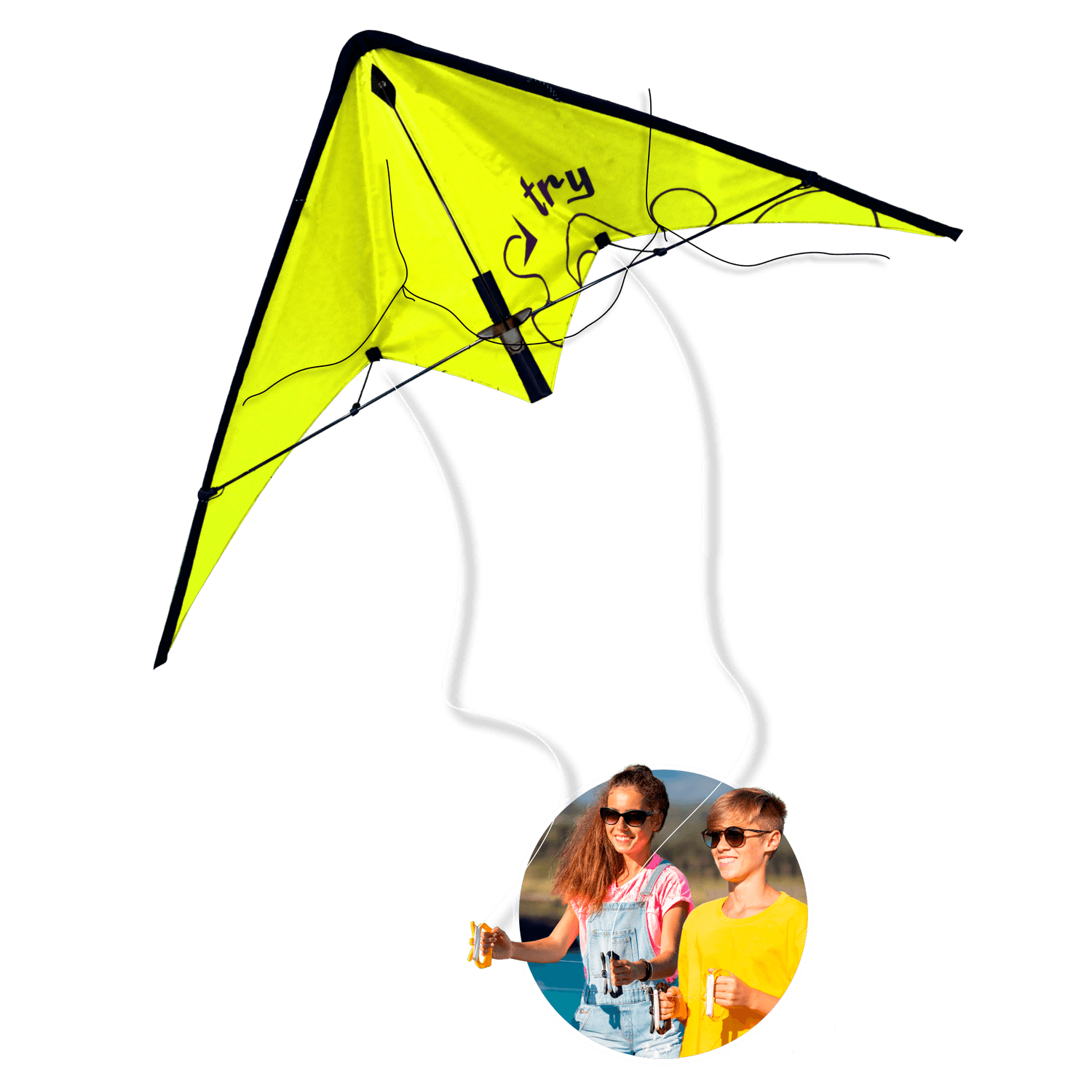 Aquilone colorato in nylon ripstop di 55x57 cm con struttura in fibra di vetro e 25 m di corda - facile apertura pop-up - disponibile in diverse varianti - SUN&SPORT