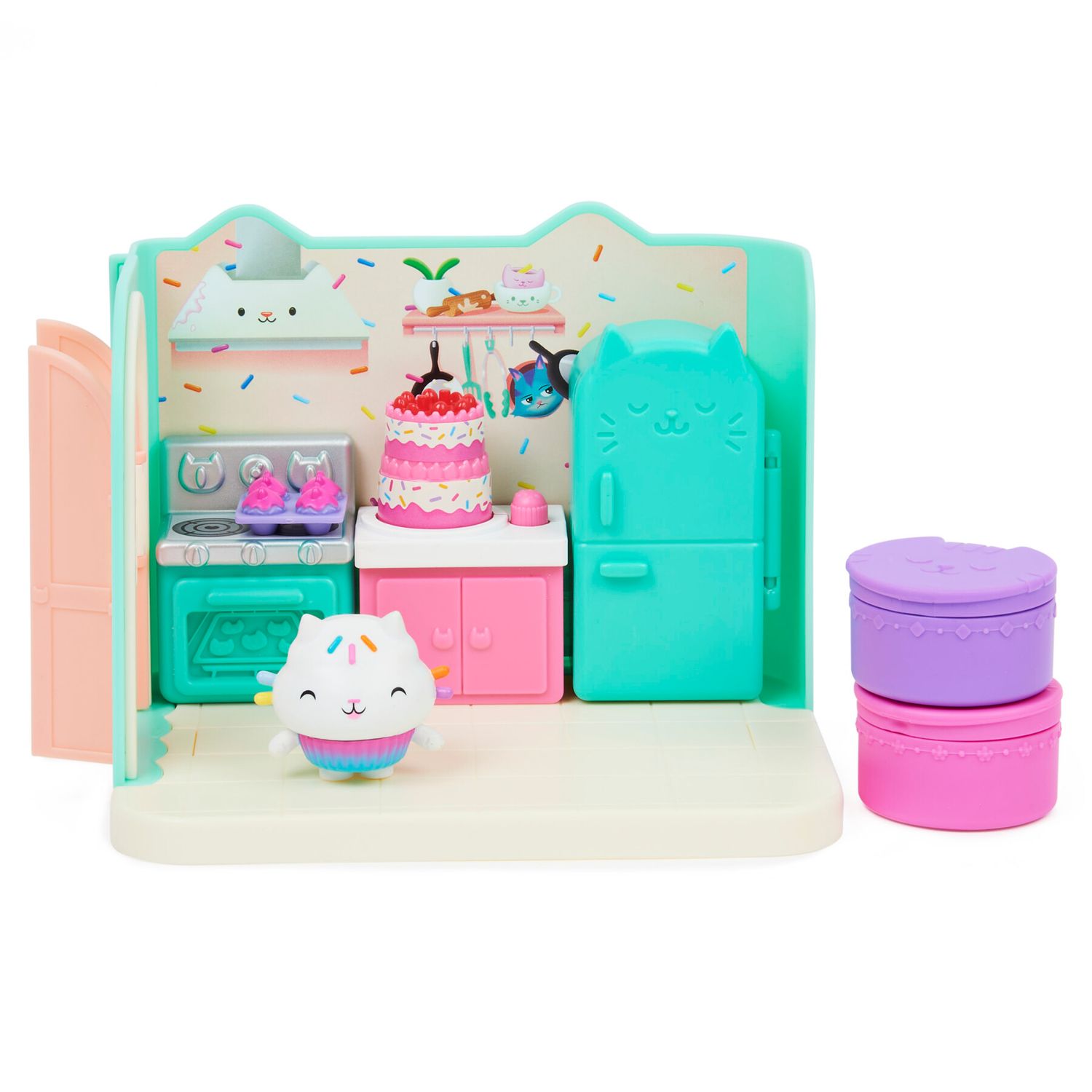 Gabby's dollhouse, la cucina di gattino dolcetto, mini playset stanze della casa, giochi per bambini dai 3 anni in su - GABBY'S DOLLHOUSE