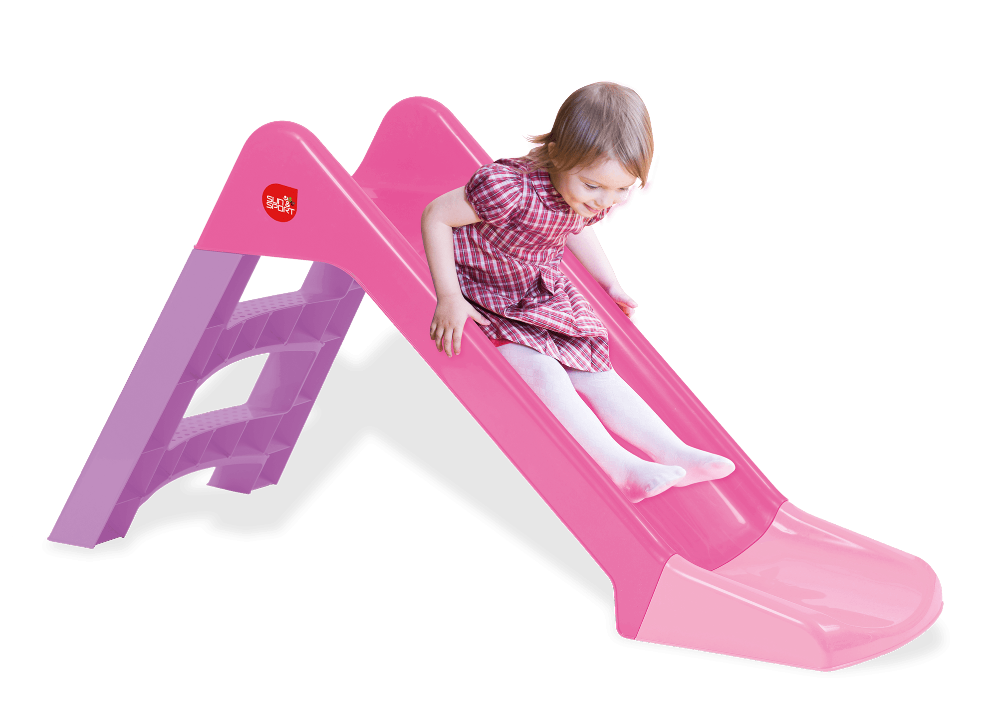 Scivolo per bambini, 3 gradini antiscivolo, verde e rosa, massimo supporto di 30 kg, facile e veloce da montare - disponbile in verde e rosa - SUN&SPORT