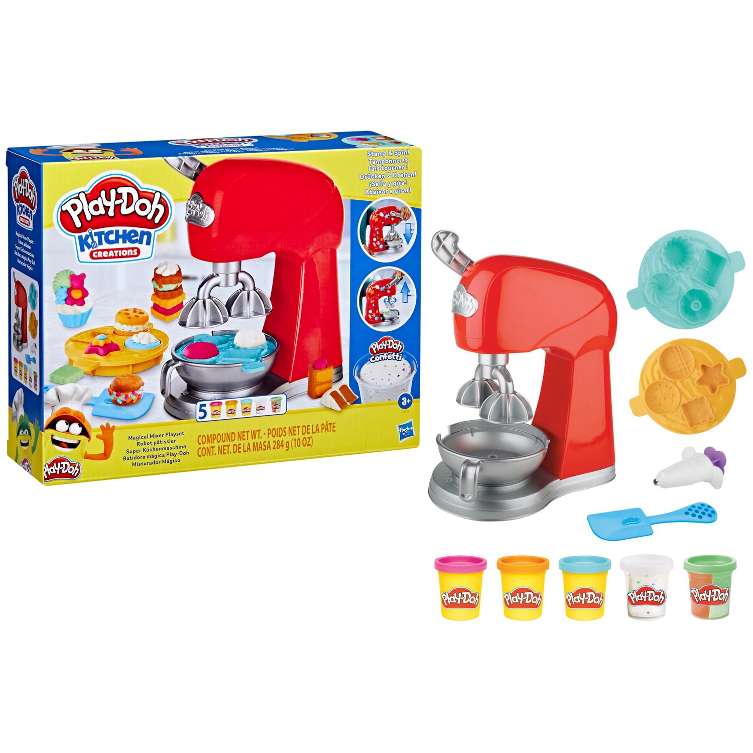 Play-doh kitchen creations - il magico mixer, impastatrice giocattolo con finti accessori da cucina - PLAY-DOH