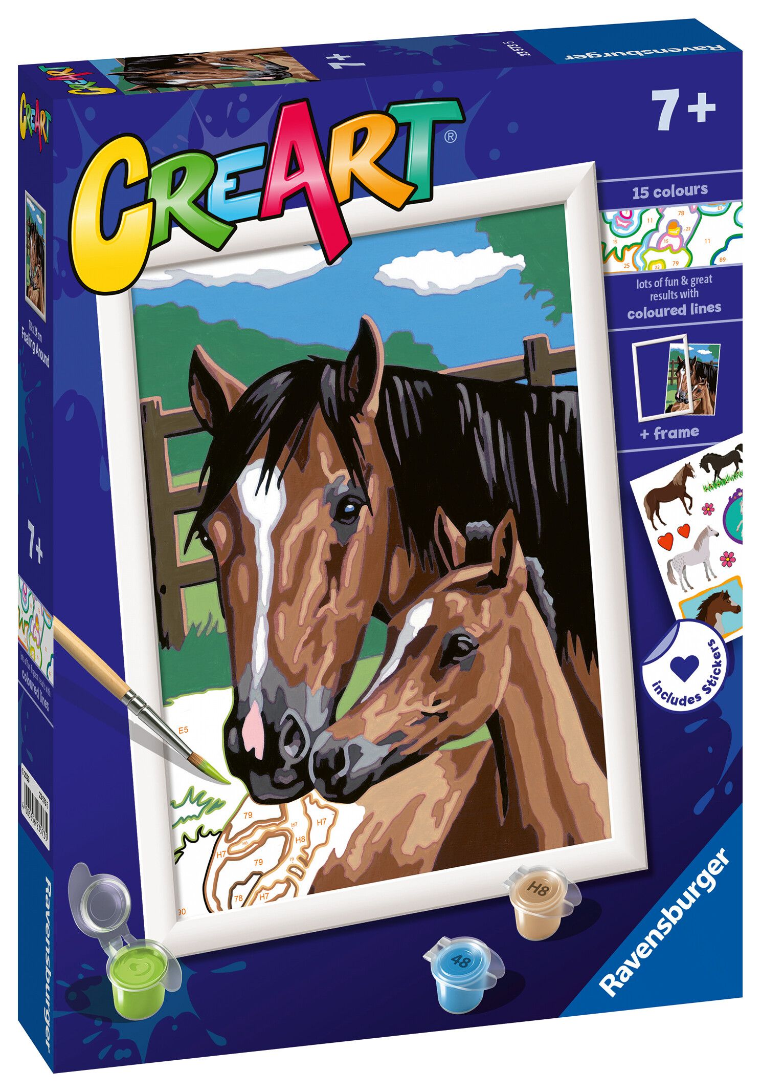 Ravensburger - creart serie d: cavalli al pascolo, kit per dipingere con i numeri, gioco creativo per bambini 7+ anni - CREART, RAVENSBURGER