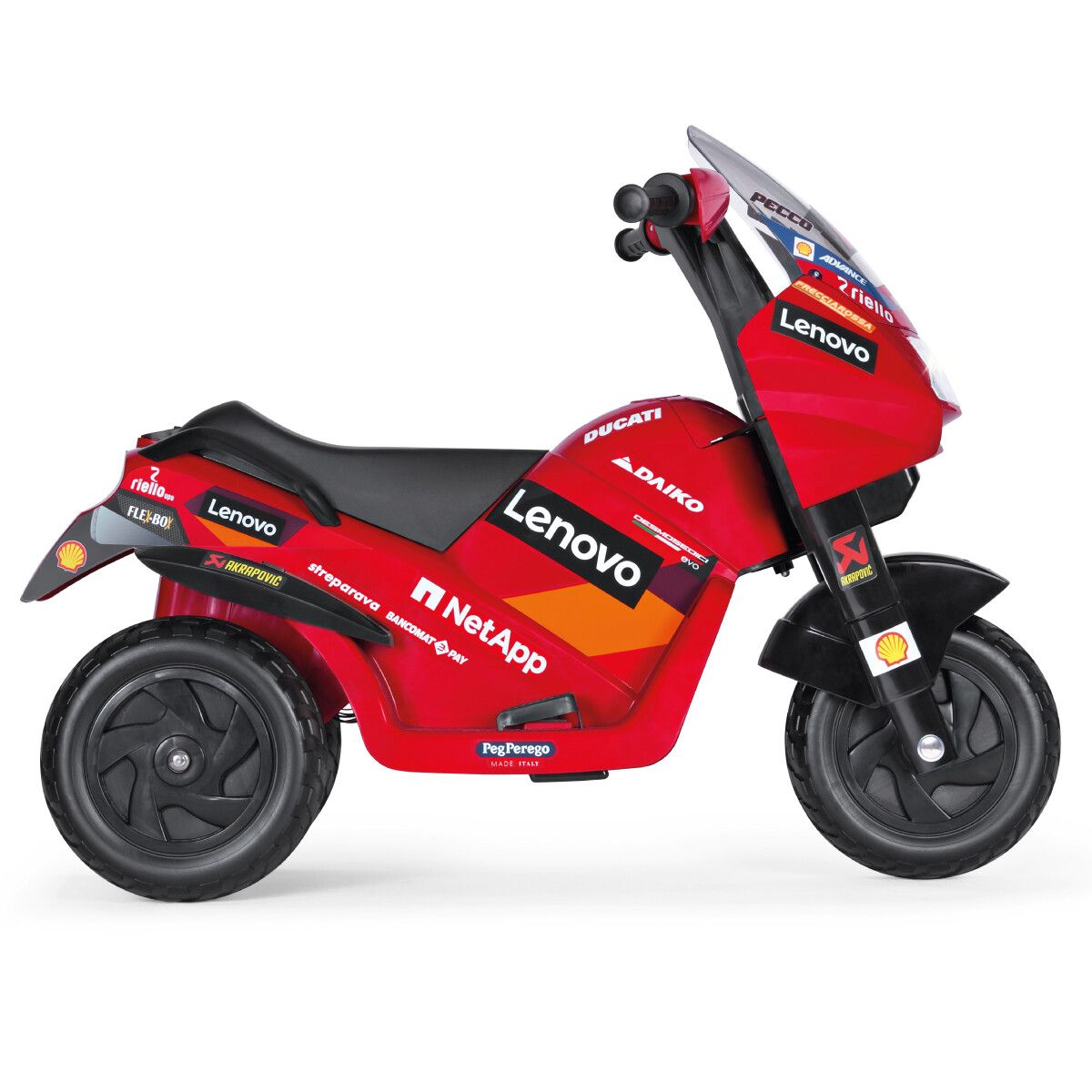 Divertimento in pole position con la moto elettrica ducati con luci e suoni - peg perego - Peg Perego