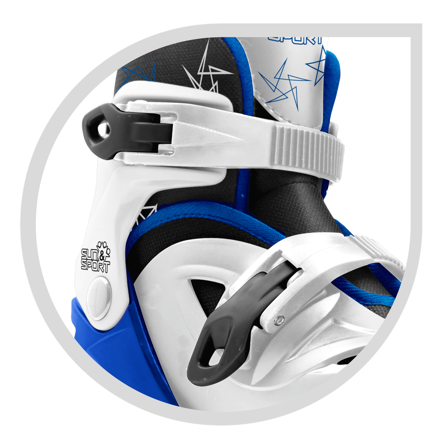 Pattini a 4 ruote con taglia regolabile e sistema frenante per bambini - misura 31-35, fibbie regolabili e imbottitura dello stivale - disponibile in blu e rosa - SUN&SPORT