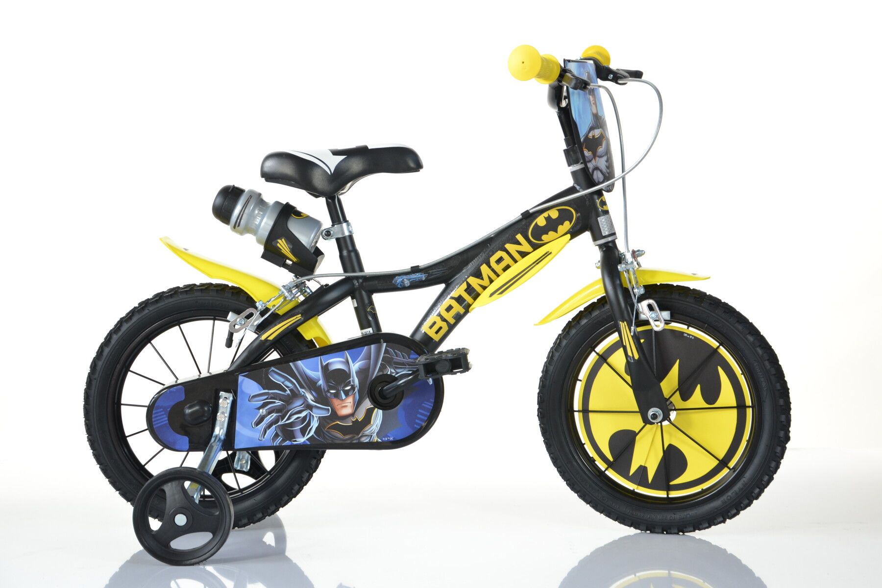 Bicicletta da bambino batman ruota 14 pollici con rotelle, freno e scudo anteriore - adatta a 5-7 anni - ideale per imparare a pedalare in autonomia con massima sicurezza - BATMAN, DC COMICS