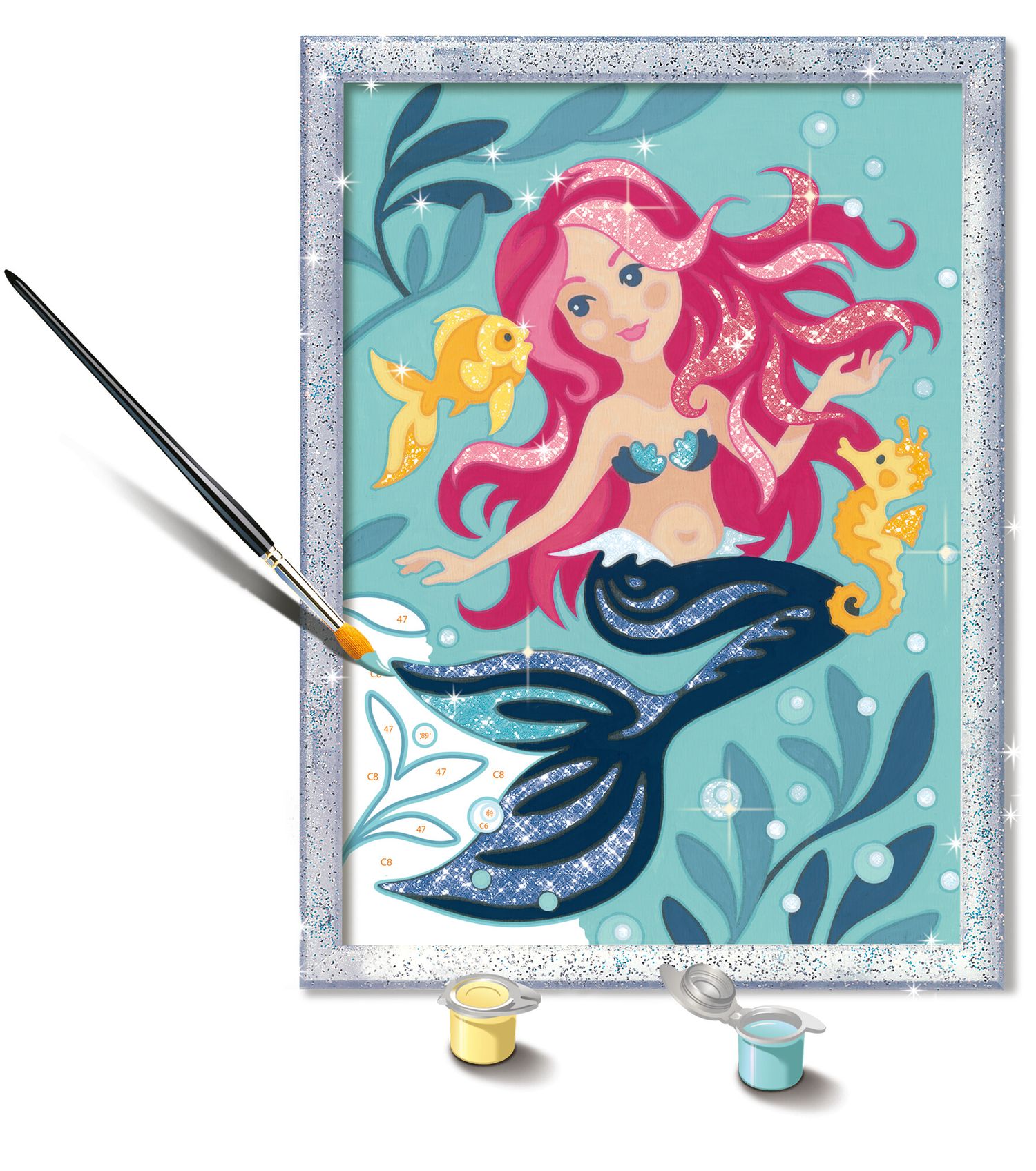 Ravensburger - creart serie d: sirenetta, kit per dipingere con i numeri, gioco creativo per bambini 7+ anni - CREART, DISNEY PRINCESS, RAVENSBURGER