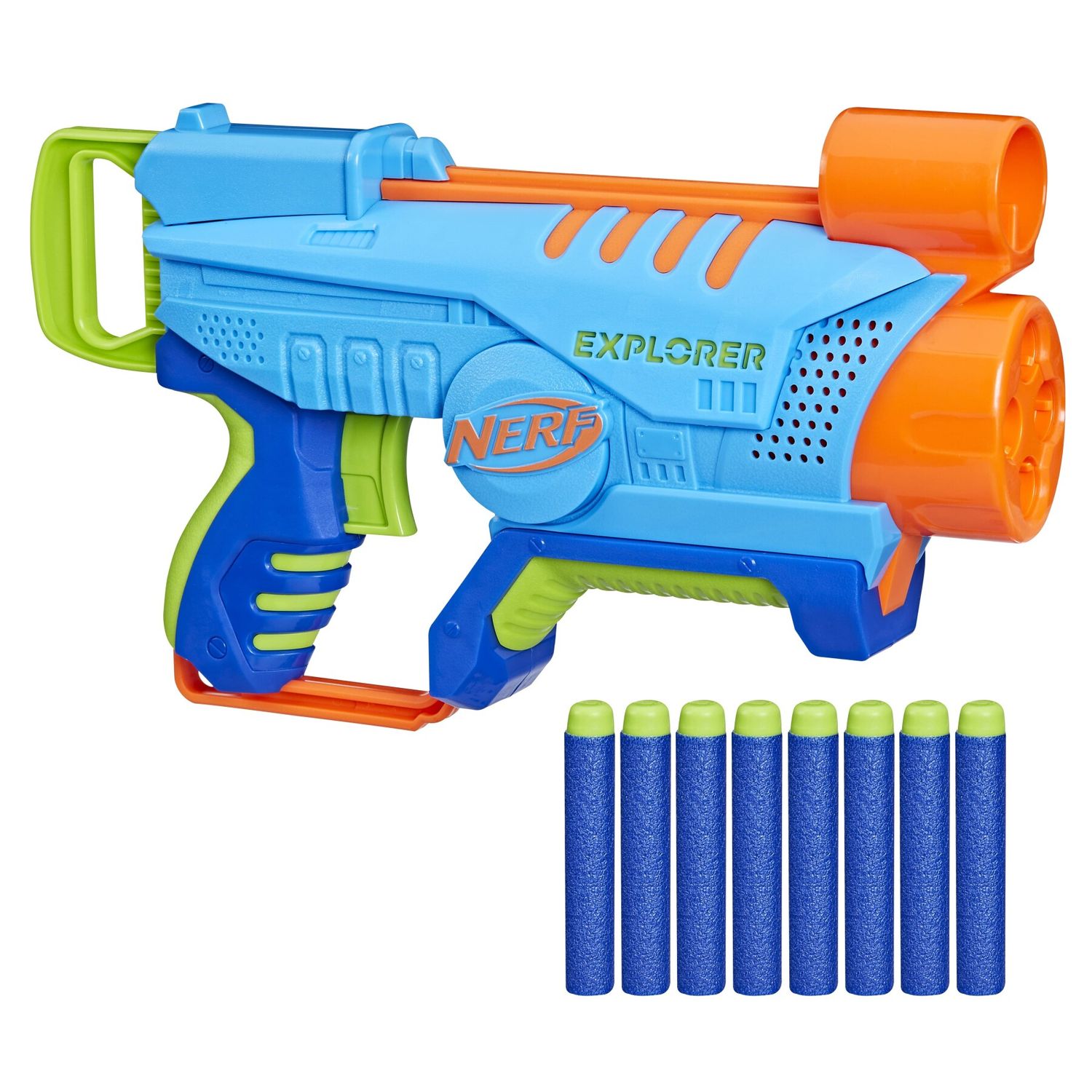 Nerf elite junior - explorer, blaster facile da usare con 8 dardi nerf elite - NERF