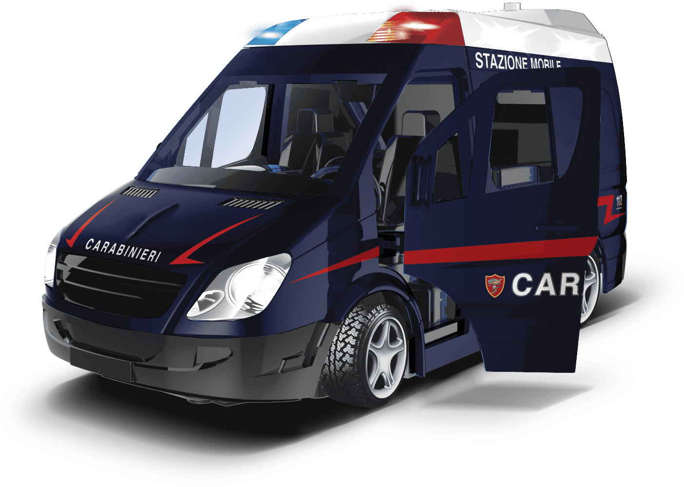 Stazione mobile carabinieri a frizione con luci, suoni e portiere apribili - CARABINIERI
