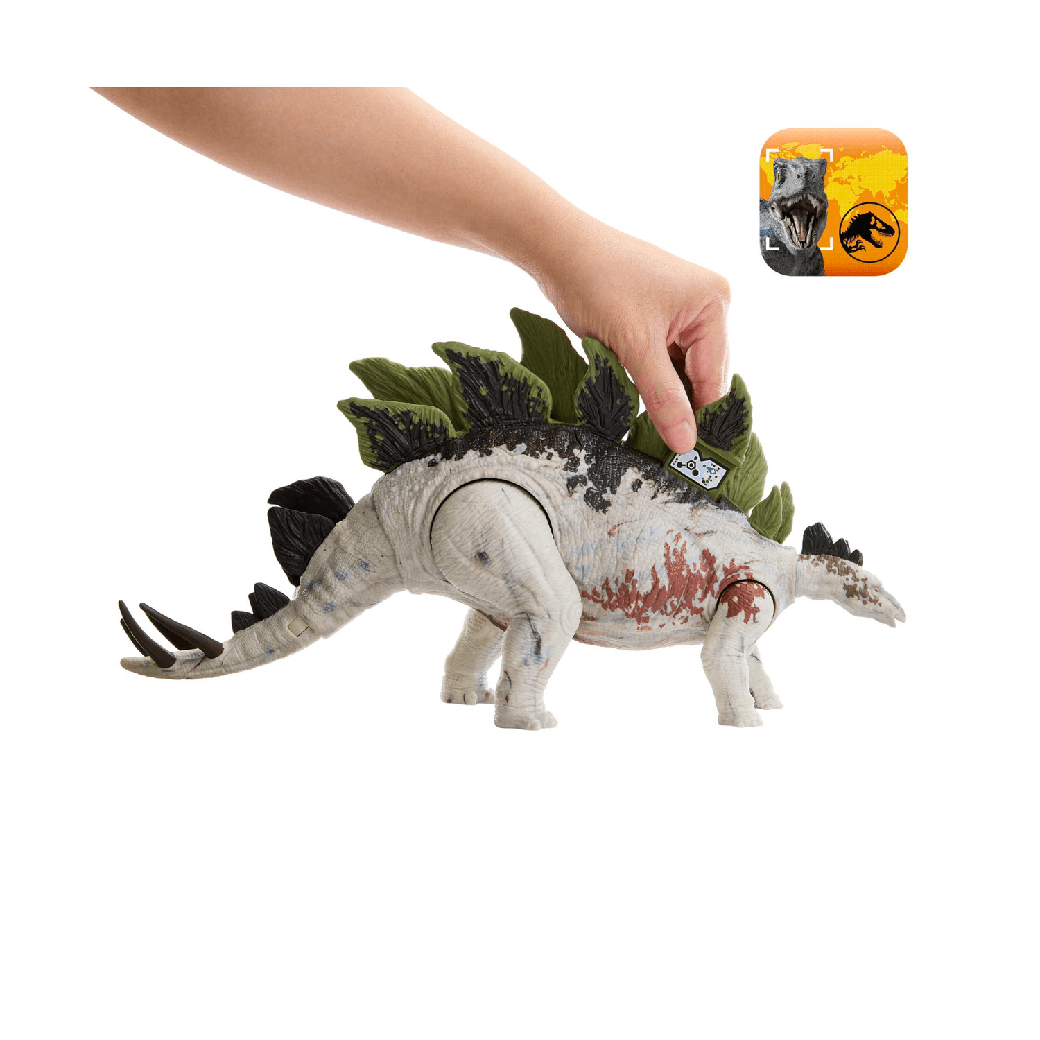 Jurassic world - predatori giganti stegosauro, dinosauro di grandi dimensioni con mossa d'attacco e attrezzatura di tracciamento, per gioco classico e digitale, giocattolo, 4+ anni, hlp24 - Jurassic World