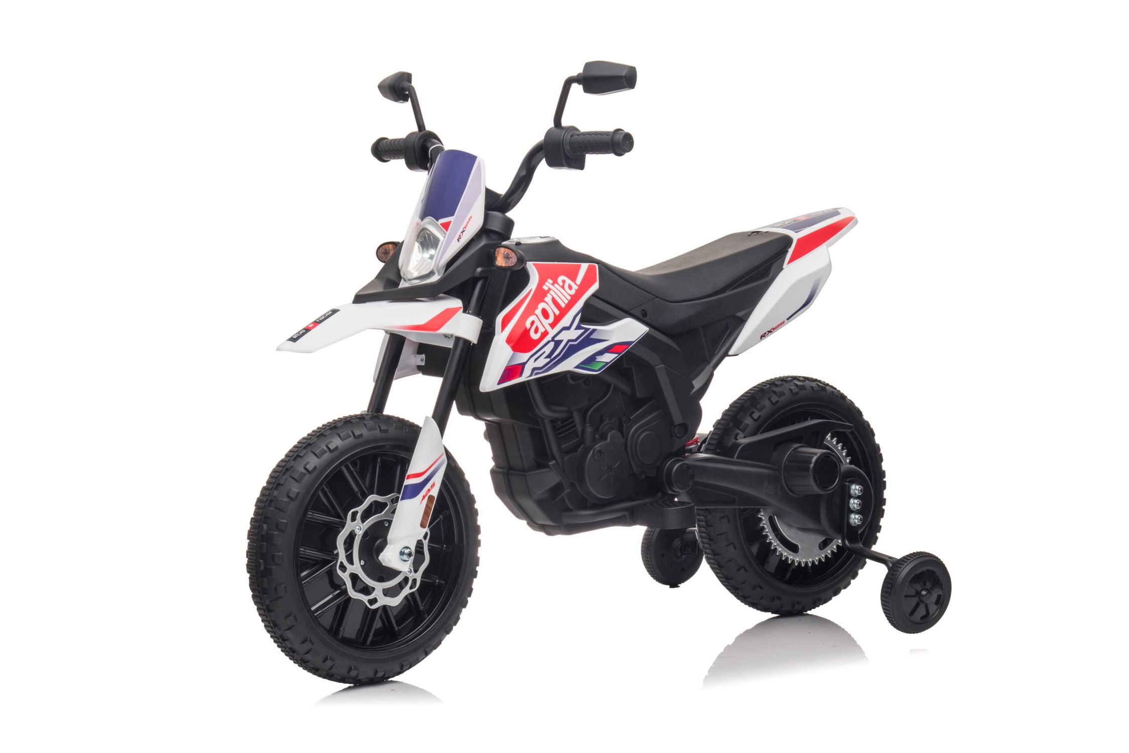 Mini moto elettrica per bambini aprilia motocross rx125 bianca - 