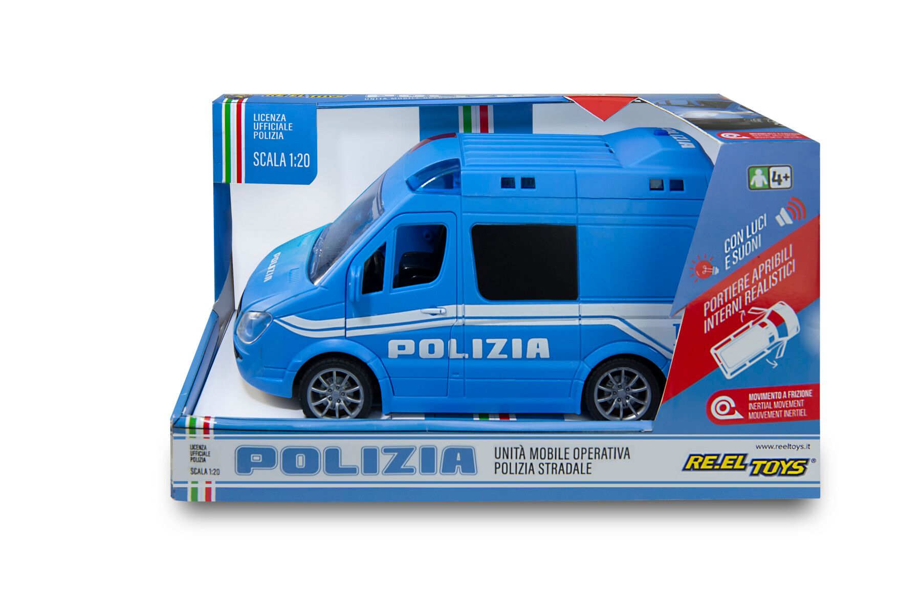 Unità mobile polizia, veicolo con movimento a frizione, con luci e suoni - 