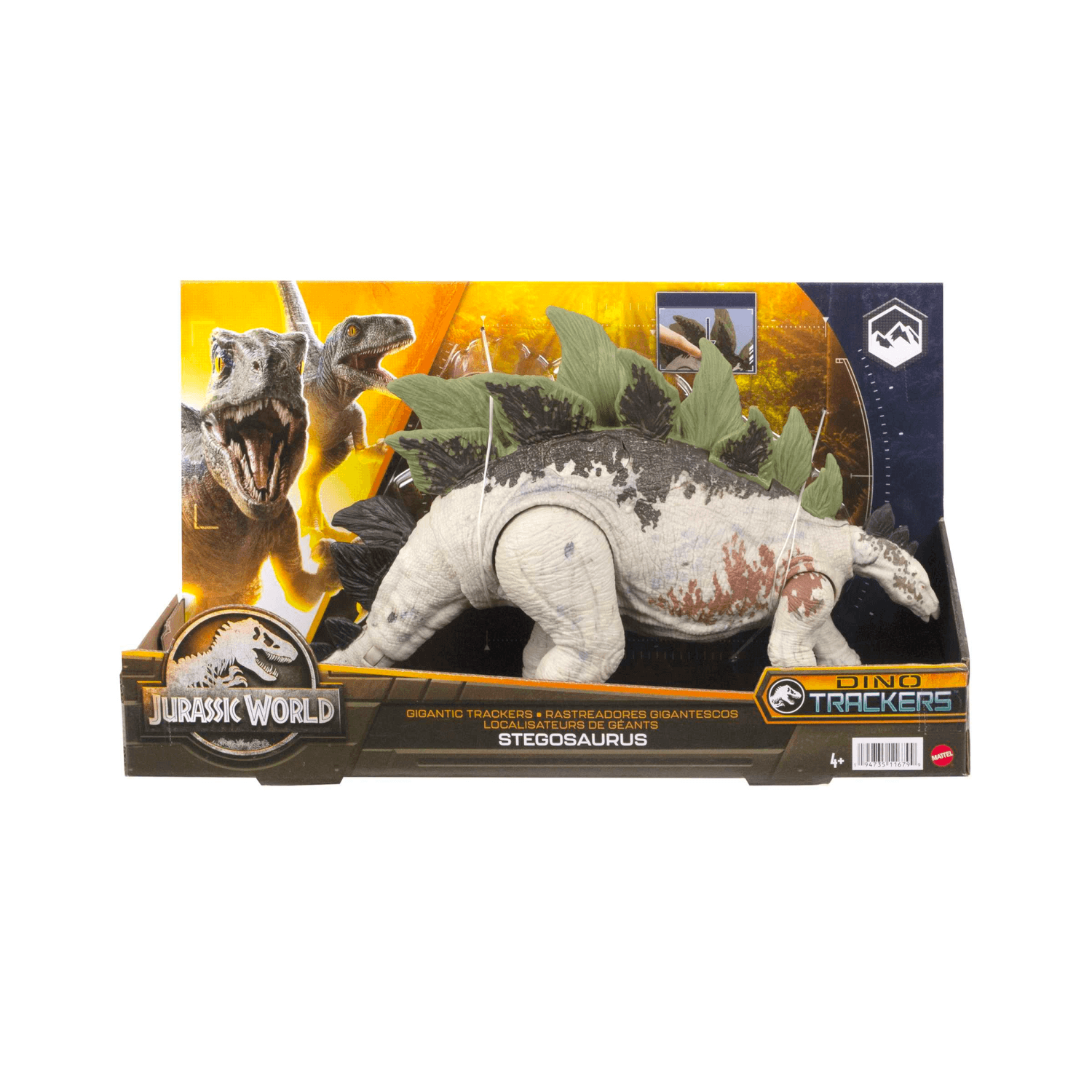 Jurassic world - predatori giganti stegosauro, dinosauro di grandi dimensioni con mossa d'attacco e attrezzatura di tracciamento, per gioco classico e digitale, giocattolo, 4+ anni, hlp24 - Jurassic World