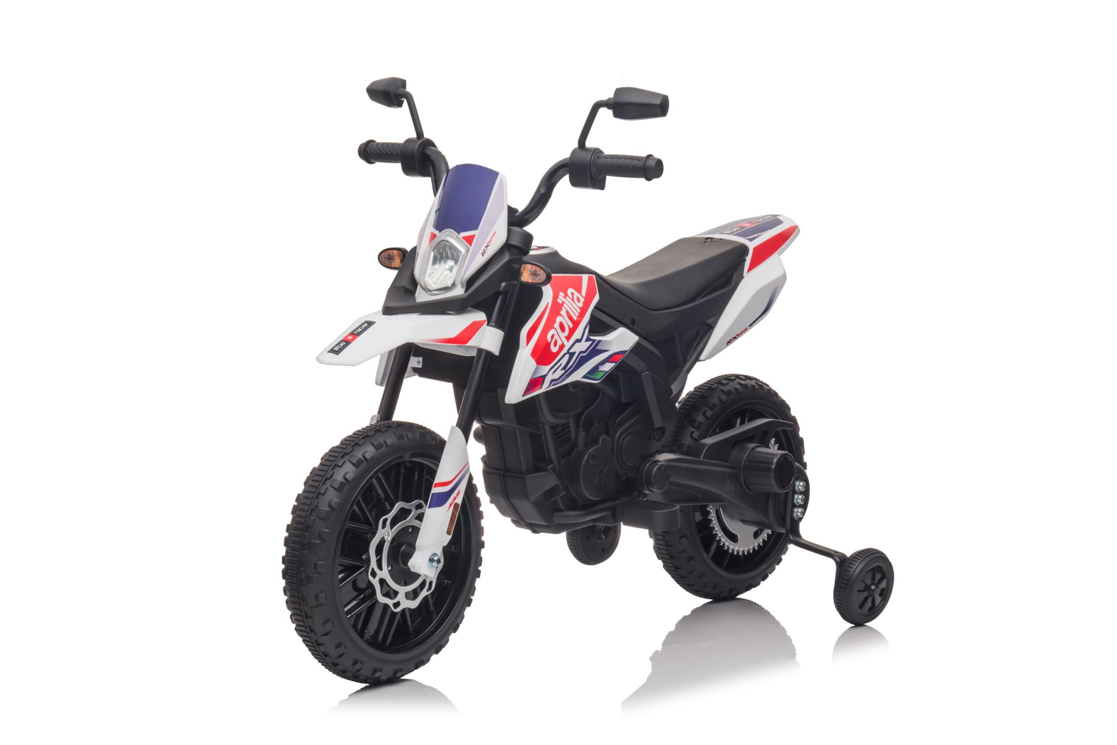 Mini moto elettrica per bambini aprilia motocross rx125 bianca - 
