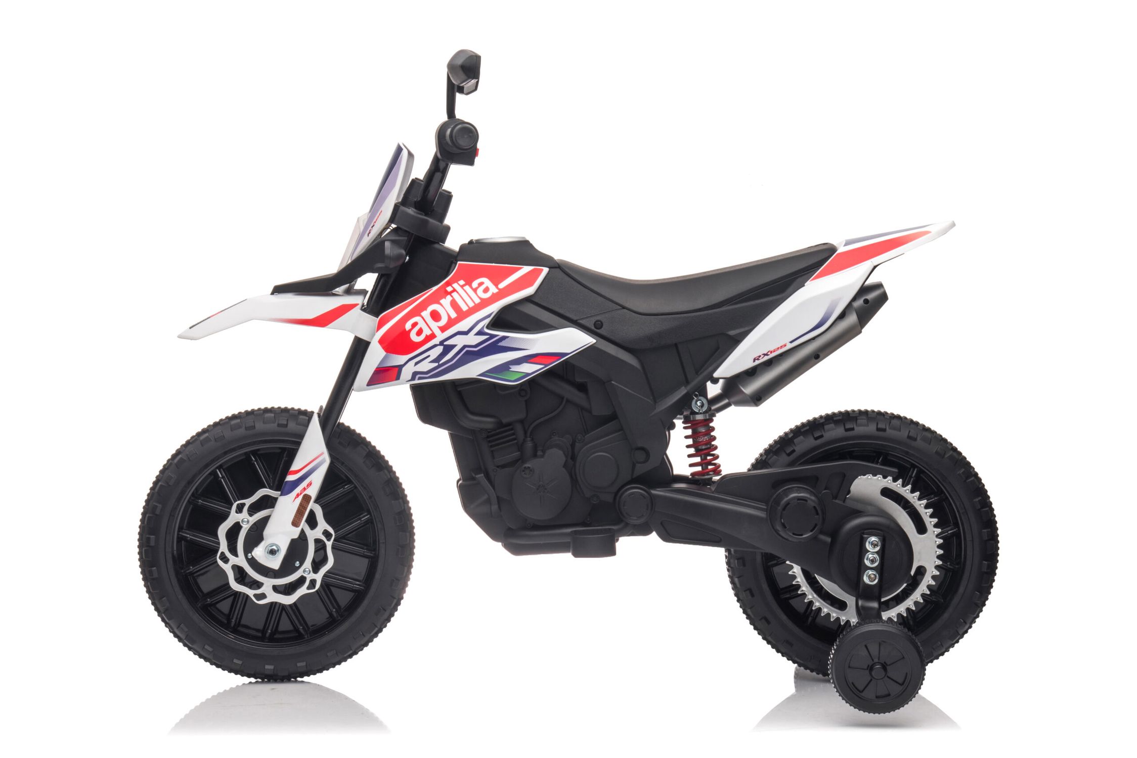 Mini moto elettrica per bambini aprilia motocross rx125 bianca - 