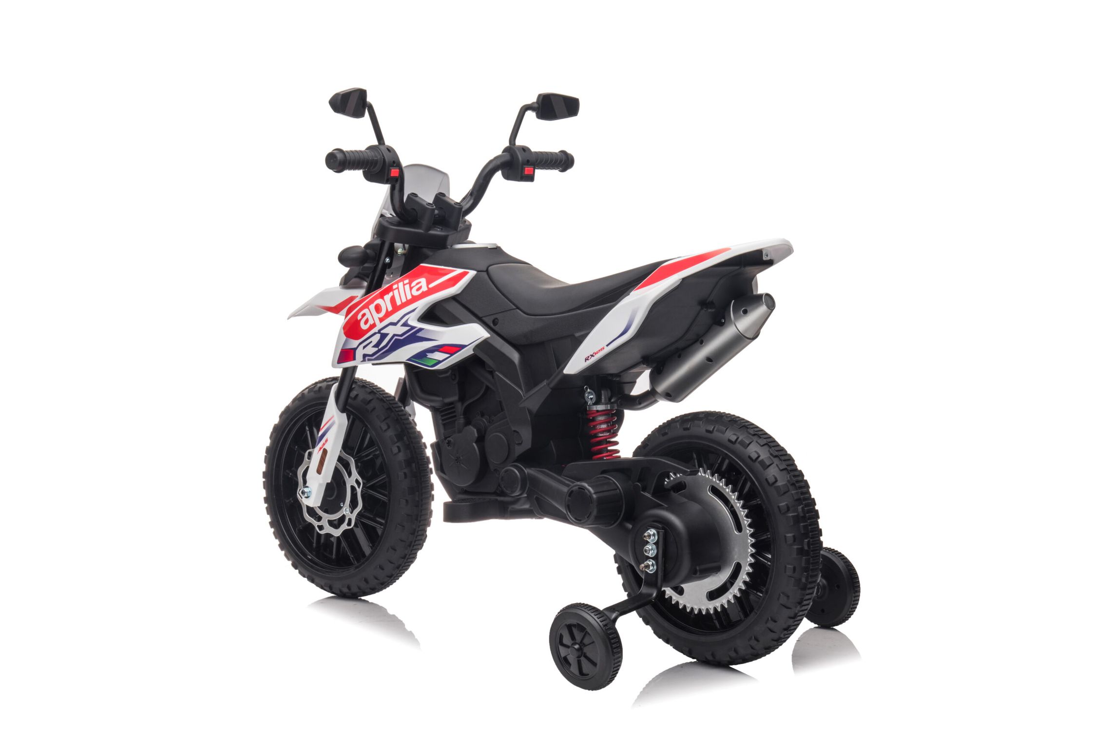 Mini moto elettrica per bambini aprilia motocross rx125 bianca - 