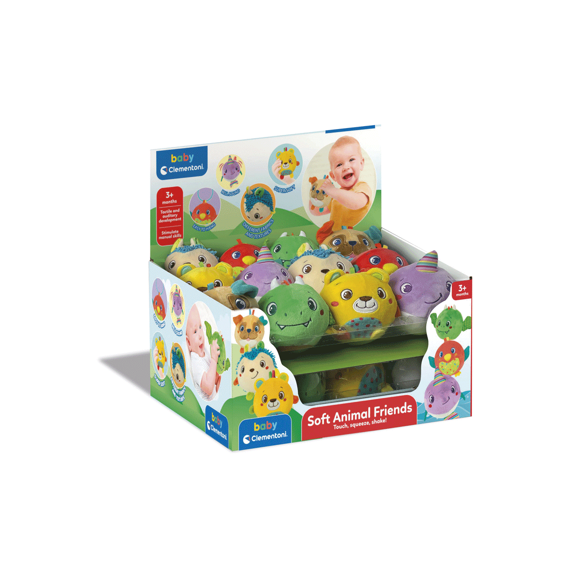 Baby clementoni - animal soft ball - display assortito, 1 peluche prima infanzia - BABY CLEMENTONI