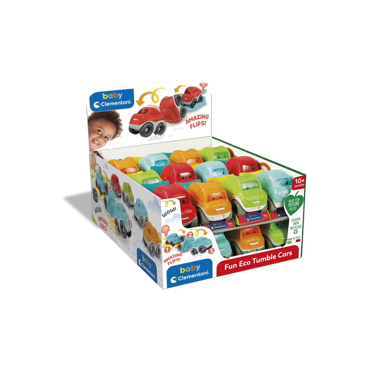 Baby clementoni - fun eco tumble cars - display assortito, 1 macchinina prima infanzia - BABY CLEMENTONI