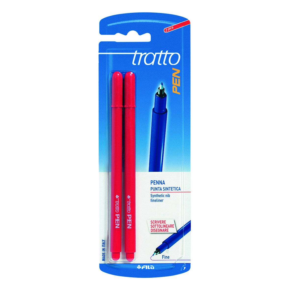 Tratto pen - penna punta sintetica confezione 2 pz - colore rosso - FILA