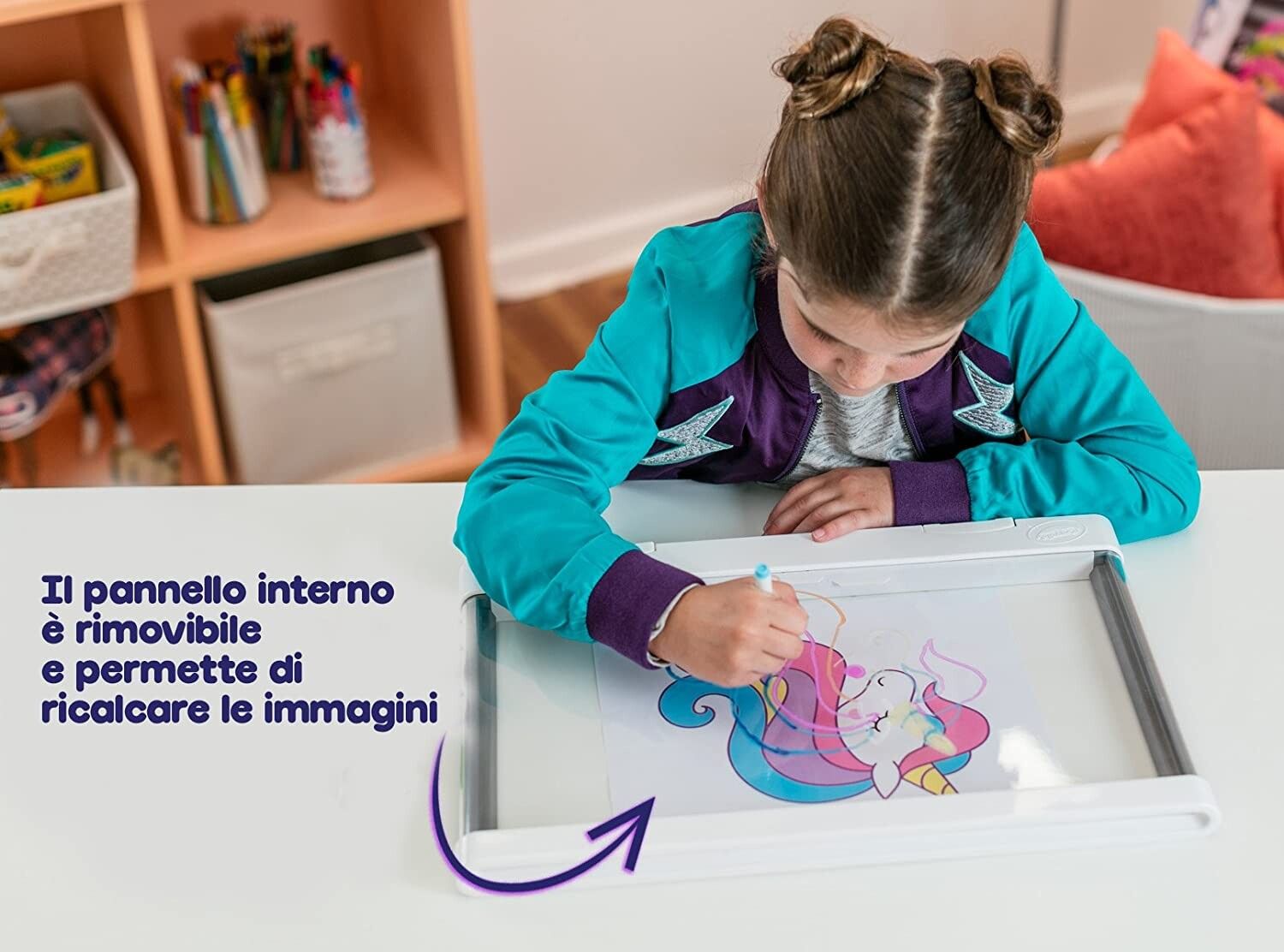Crayola lavagna luminosa deluxe maxi superficie, super lavagna cancellabile per colorare, età consigliata: 6-10 anni - CRAYOLA