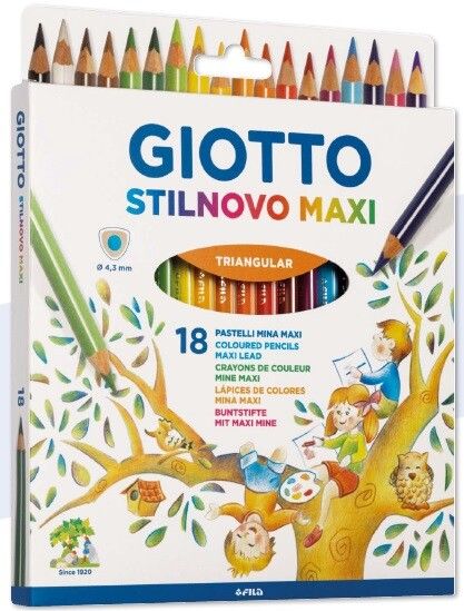 Giotto stilnovo maxi - pastelli colorati triangolari - astuccio 18 pz - GIOTTO