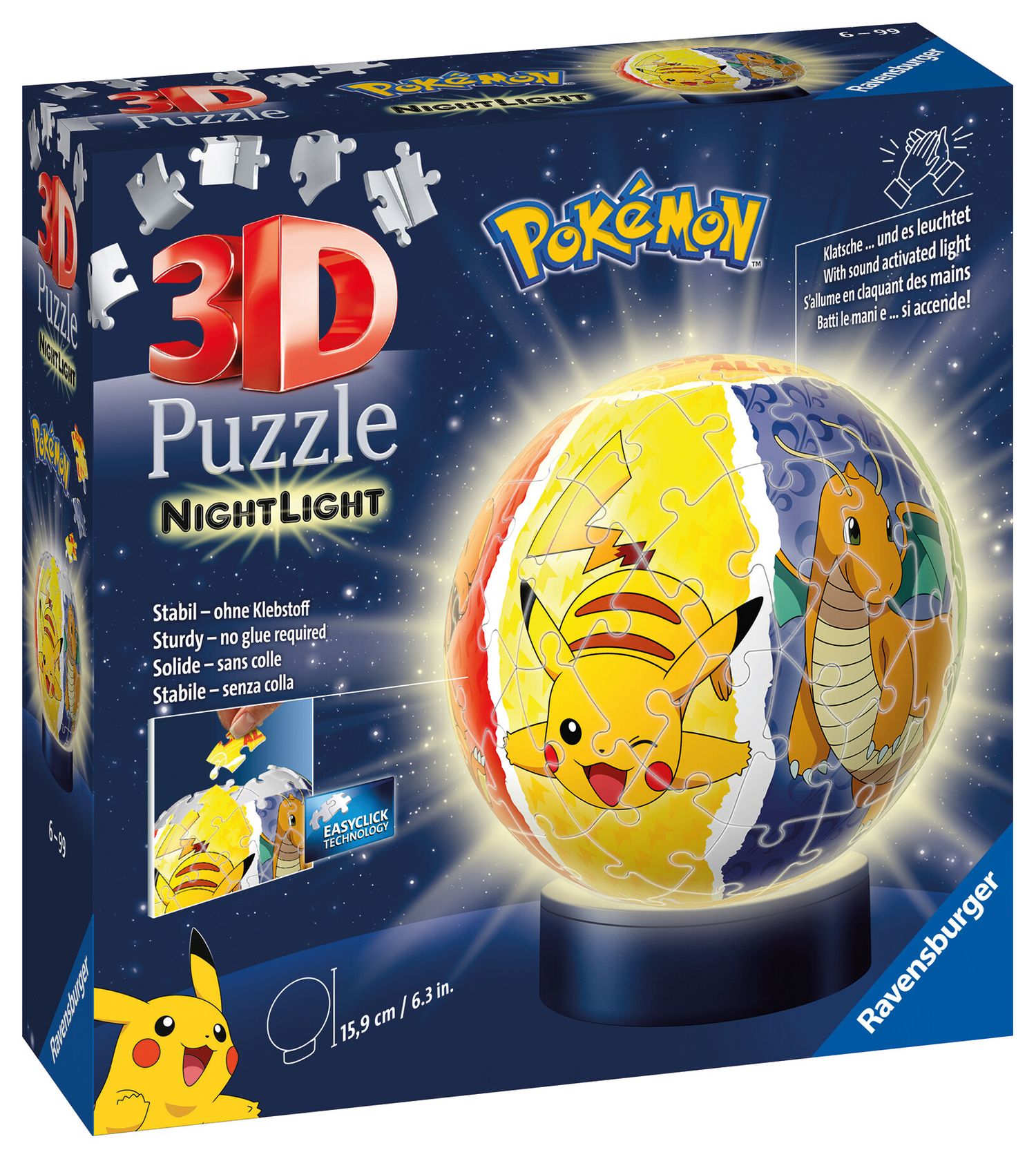 Ravensburger - 3d puzzle nightlamp pokemon, night lamp, 72 pezzi, 6+ anni - RAVENSBURGER 3D PUZZLE