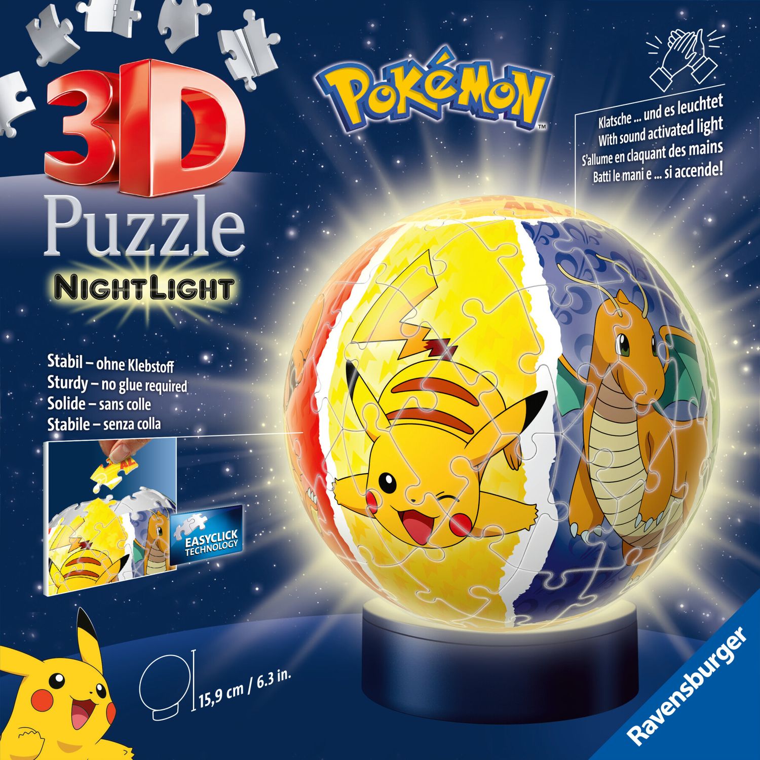 Ravensburger - 3d puzzle nightlamp pokemon, night lamp, 72 pezzi, 6+ anni - RAVENSBURGER 3D PUZZLE