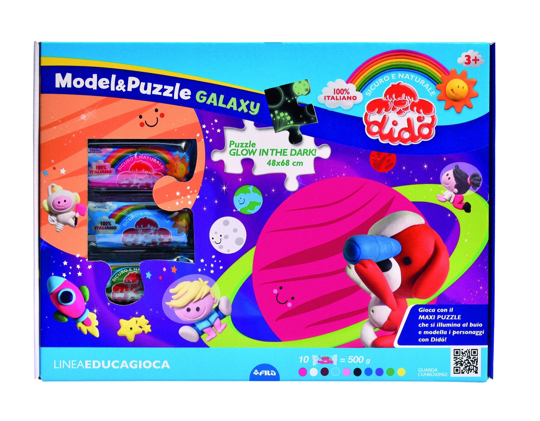 Dido' model & puzzle galaxy - maxi puzzle fosforescente e pasta per giocare - DIDO'