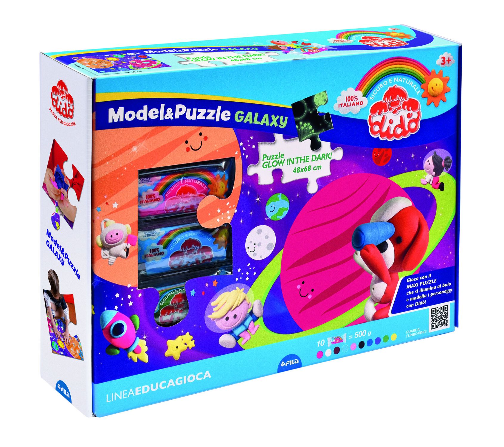 Dido' model & puzzle galaxy - maxi puzzle fosforescente e pasta per giocare - DIDO'