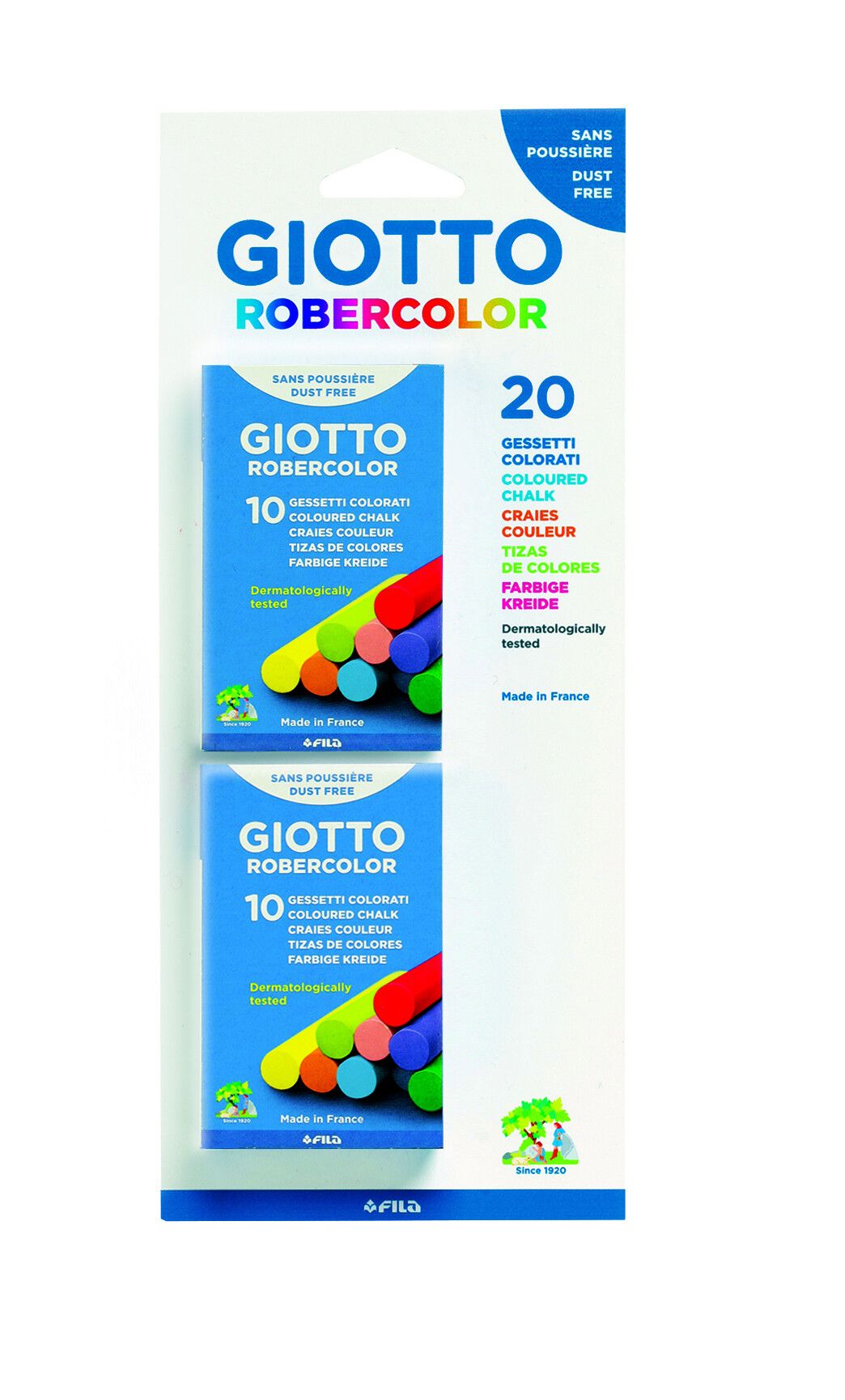 Giotto gessetti tondi colorati - astuccio con doppia confezione ( 2 x 10 pz) - GIOTTO