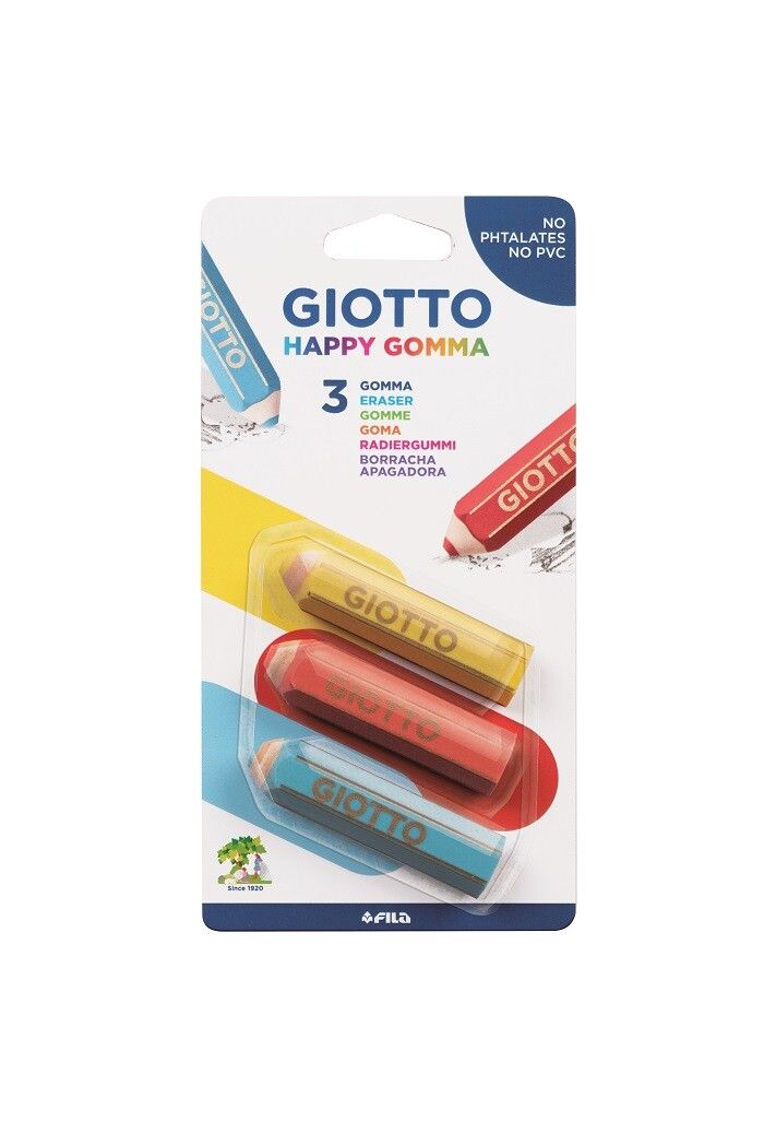 Giotto happy gomma - confezione 3 gomme a forma di matita giotto - GIOTTO