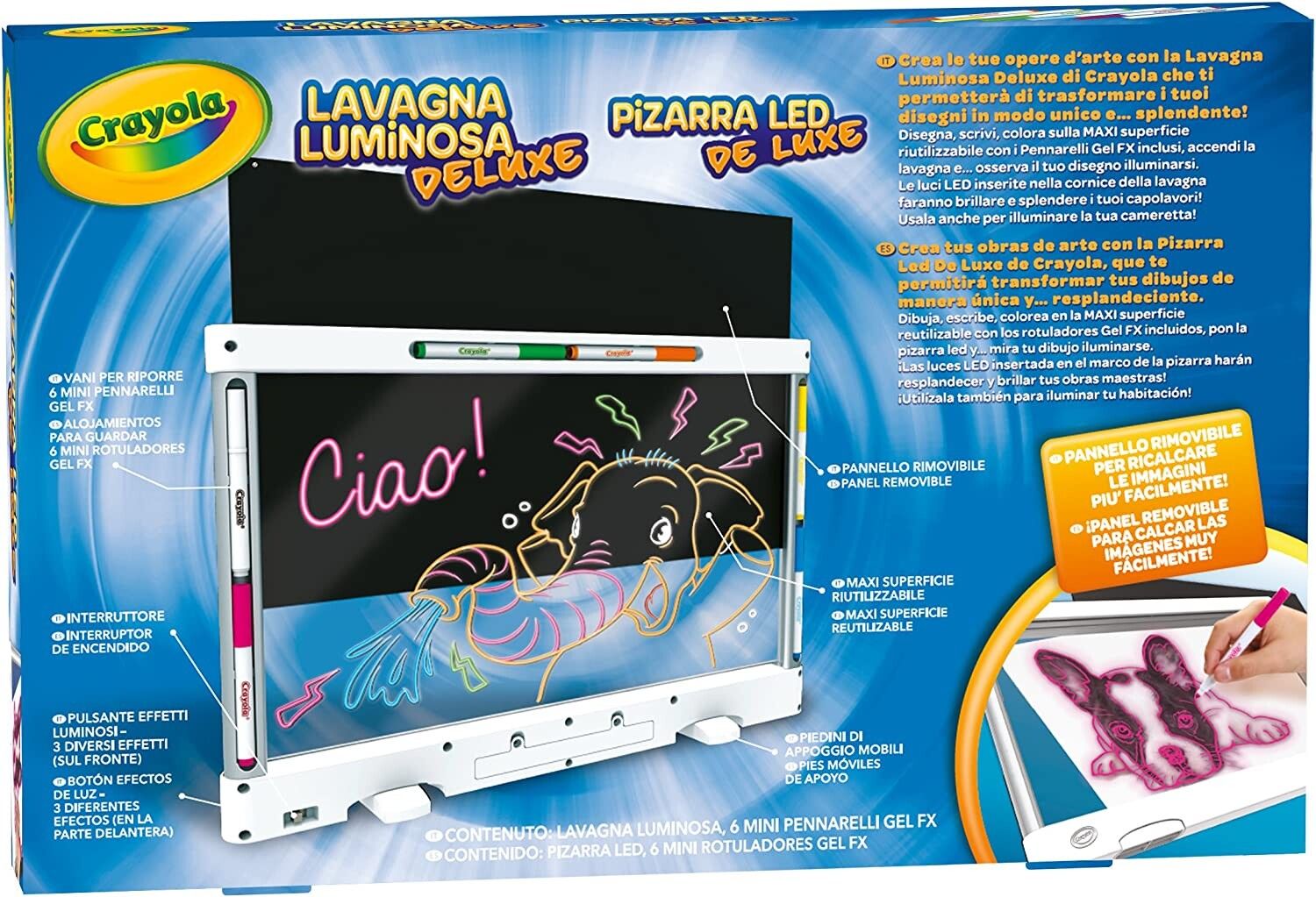 Crayola lavagna luminosa deluxe maxi superficie, super lavagna cancellabile per colorare, età consigliata: 6-10 anni - CRAYOLA