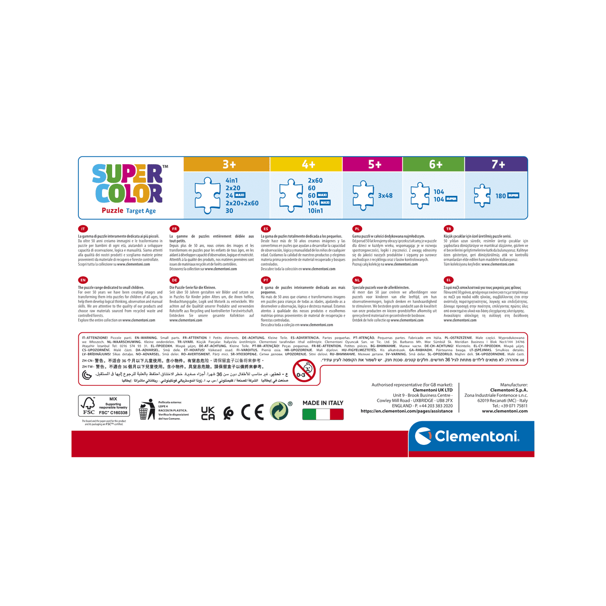 Clementoni supercolor puzzle 4in1 disney frozen - 1x12 + 1x16 + 1x20 + 1x24 pezzi, puzzle bambini 3 anni - CLEMENTONI, DISNEY PRINCESS