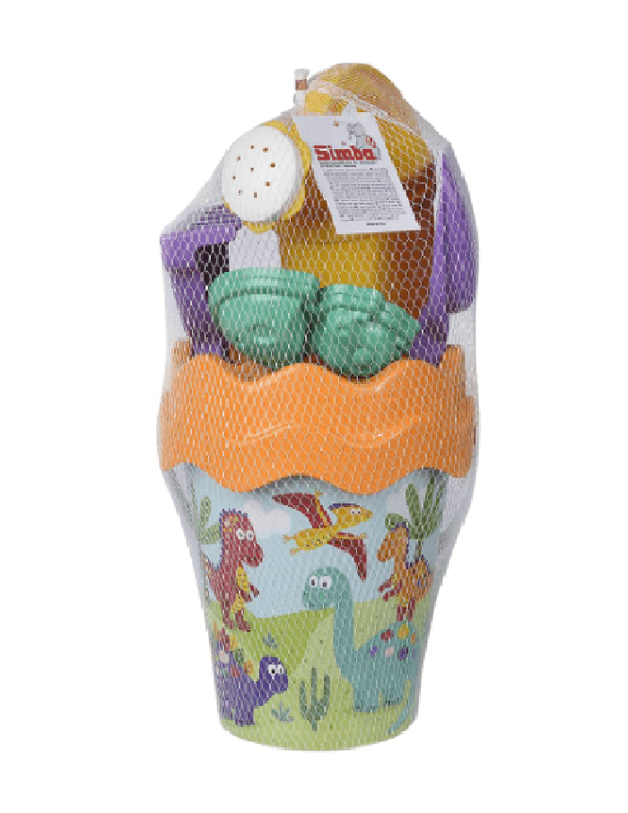 Set mare dinosauri con secchiello,  annaffiatoio e altri accessori  diam. 17 cm - 