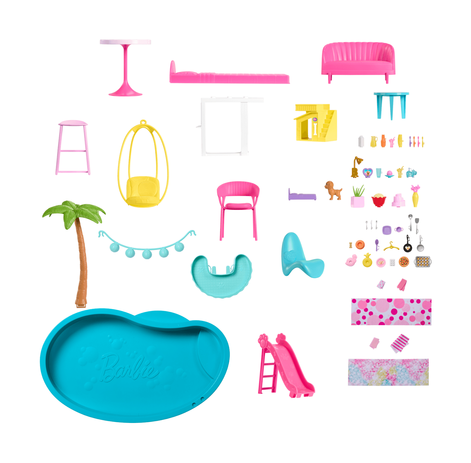 Barbie - casa dei sogni di barbie, playset casa delle bambole con piscina, scivolo a 3 piani, ascensore e aree di gioco per cuccioli, 75+ accessori, 3+ anni, hmx10 - Barbie