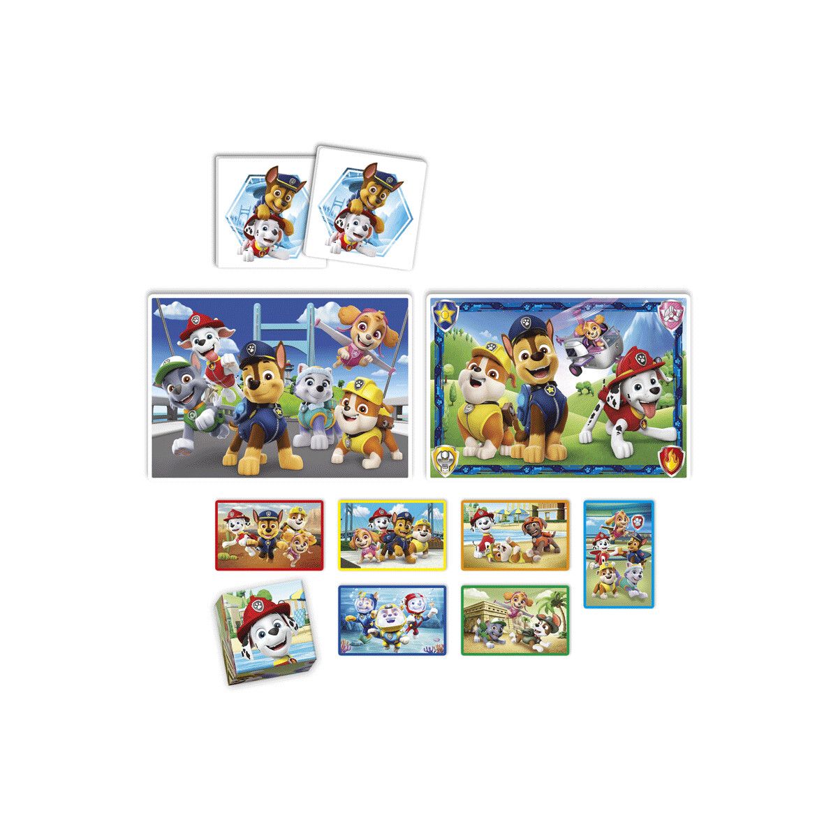 Clementoni - 18291 - edukit 4 in 1  paw patrol con un puzzle da 30 pezzi e uno da 48, un memo e sei cubi - CLEMENTONI
